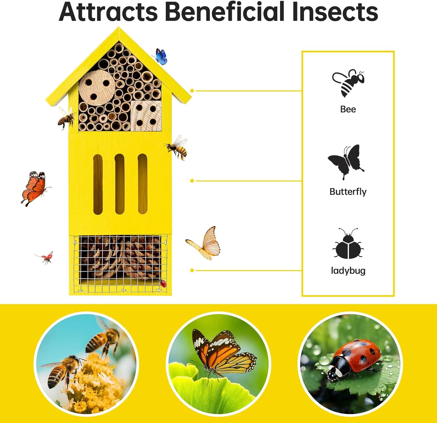 Handcrafted Wooden Bee House and Butterfly Hotel thumbnail 2