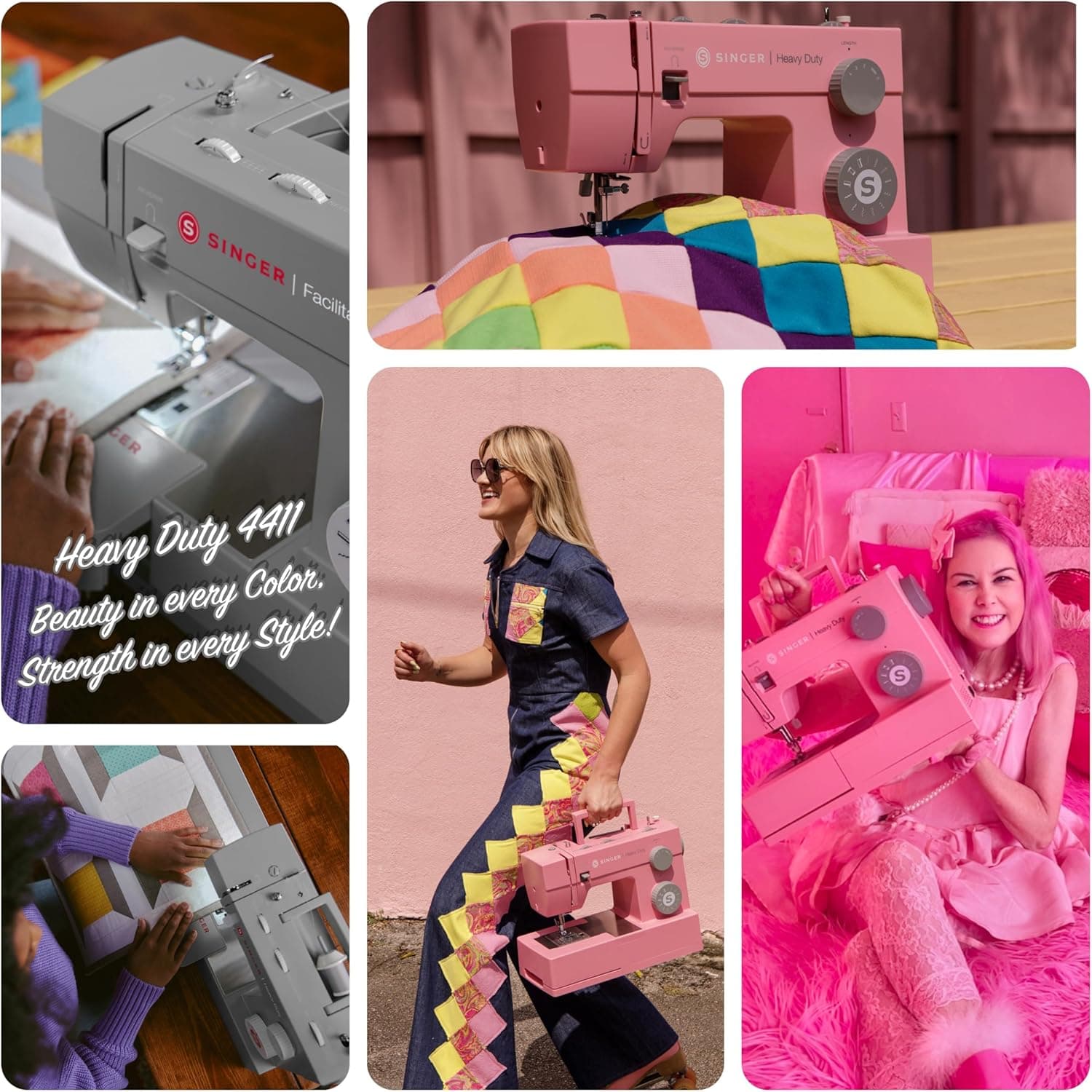 SINGER® Heavy Duty 4411 (Pink) High Speed Sewing Machine + Accessories | 11 Built-In Stitches Deliver 69 Stitch Applications | 60% More Power, 1100 Stitches/Min | Metal Frame, 4-Step Buttonhole thumbnail 2