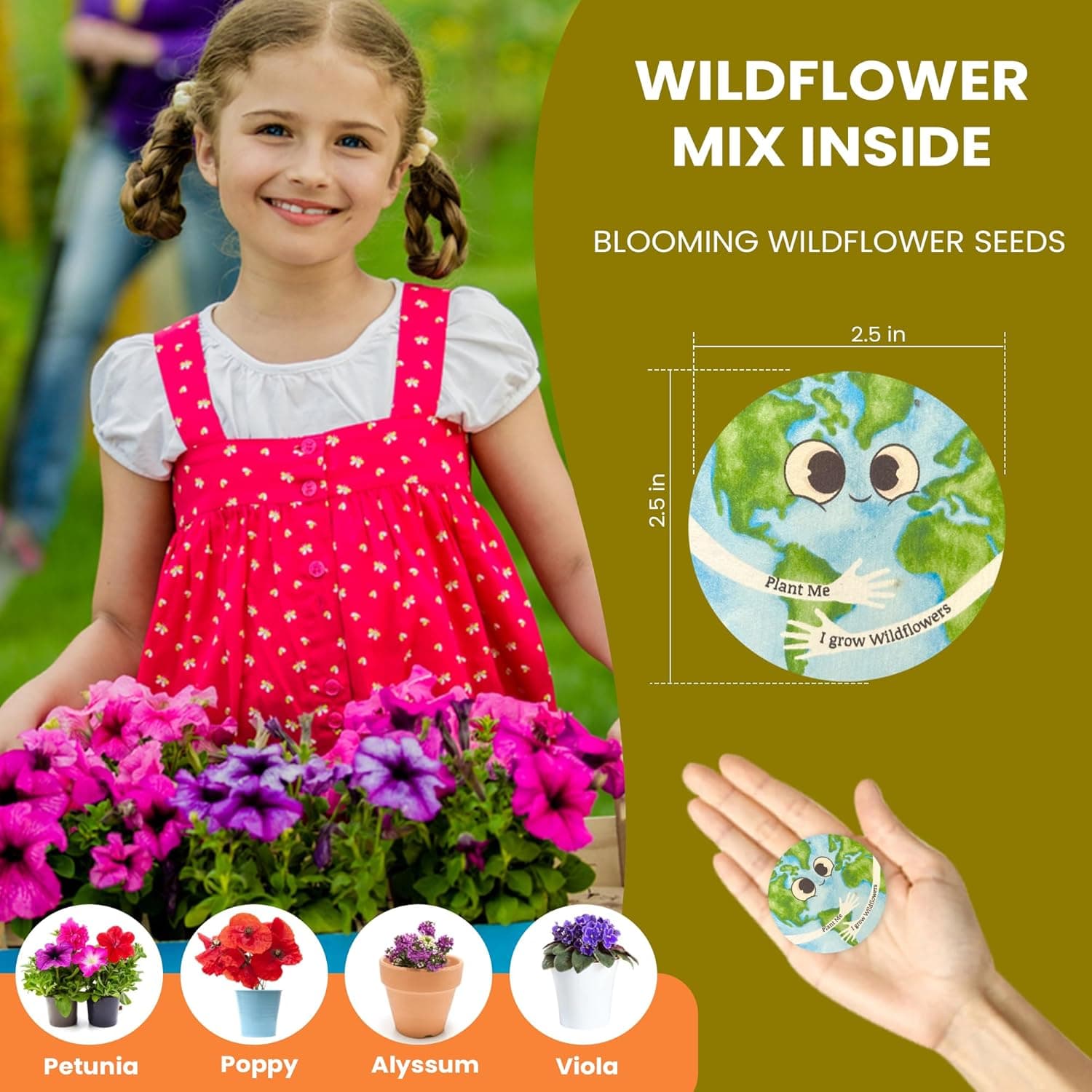 25 Plantable Seed Paper Earth Day Cards- Embedded with Wildflower Seeds, Earth Day Gift Decoration, Kids Craft, Educational Garden Party Favor, School Crafts, Easter Egg Filler- 2.5 inch Circles : Office Products thumbnail 3