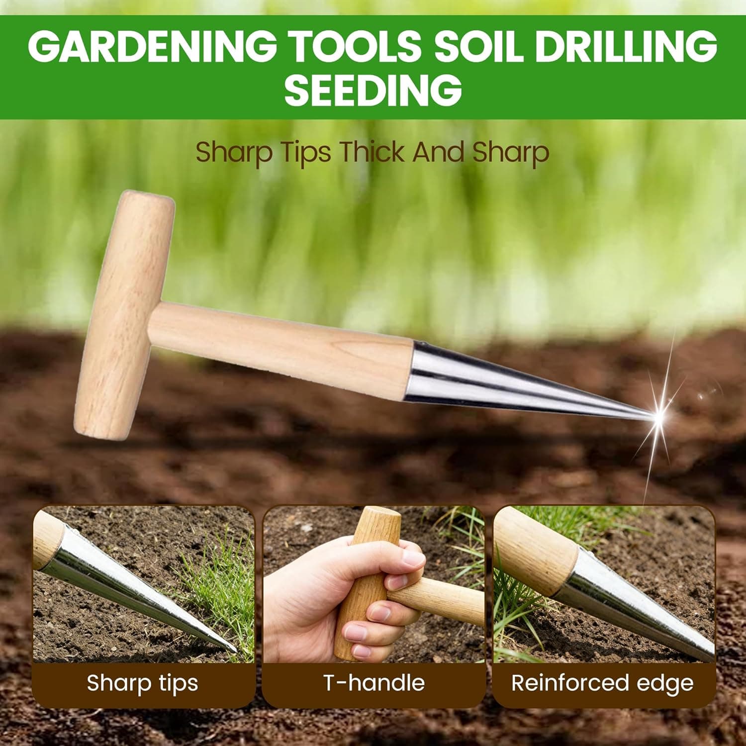 Plant Hole Digger for Planting, Garden Seed Dispenser, Bulb Planting Tool, Handheld Digger Garden Seed Planting Tool for Planting Tulip Daffodil Saffron Vegetable Seeds (1pcs) : Patio, Lawn &amp; Garden thumbnail 3