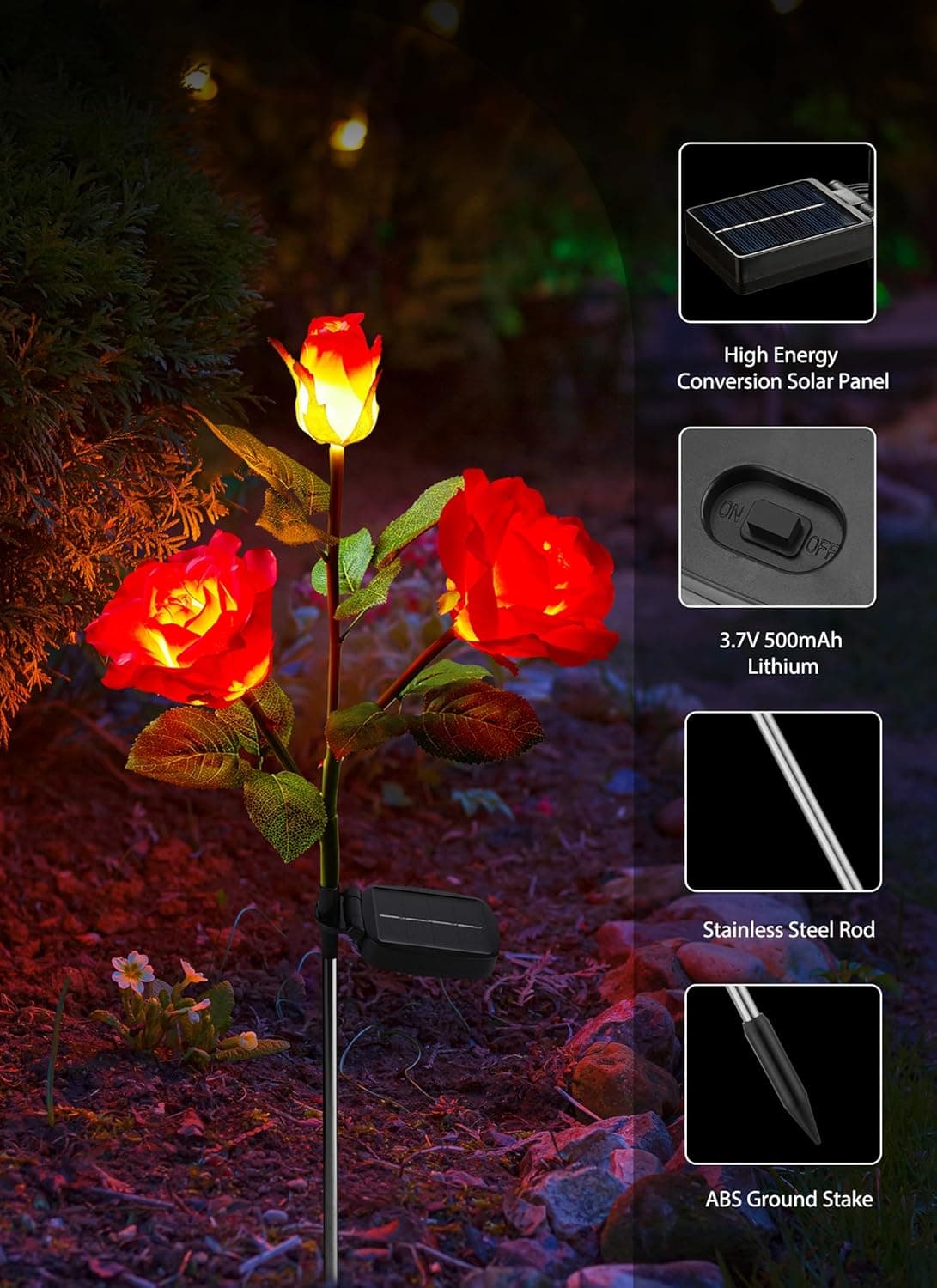 Brightown Outdoor Solar Garden Lights - 4 Pack LED Flower Lights thumbnail 4