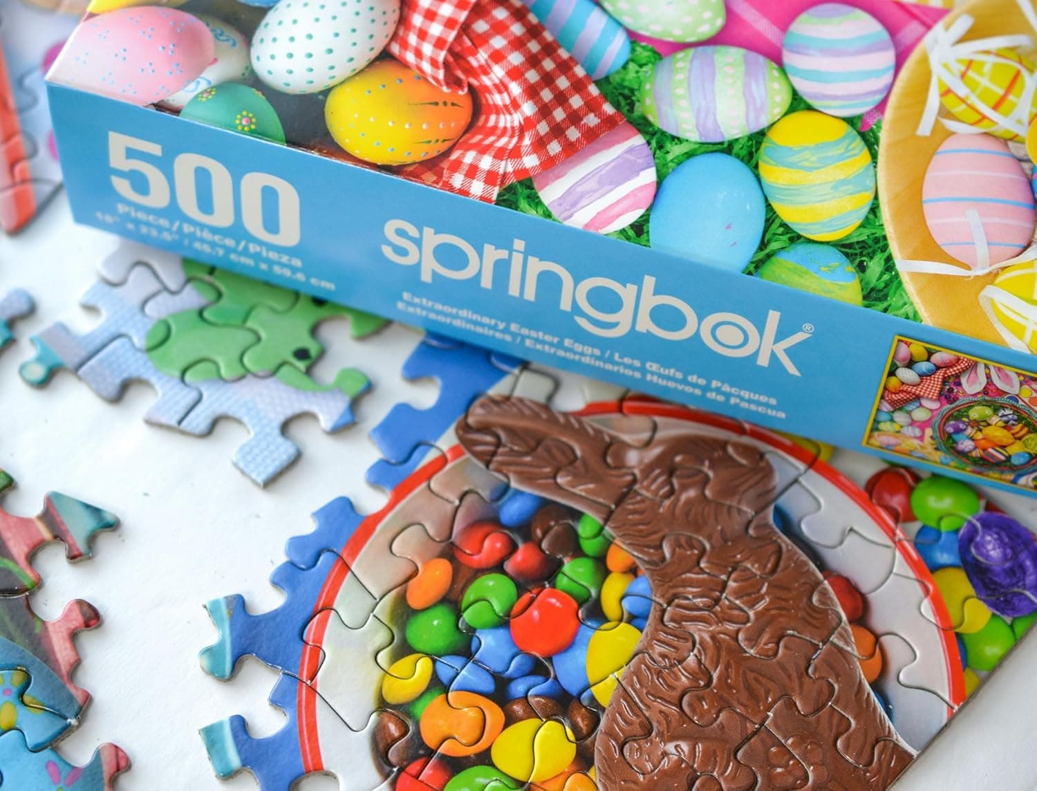 Springbok Extraordinary Easter Eggs 500 Piece Jigsaw Puzzle for Adults and Family - Colorful Easter Scene - Unique Cut Pieces - Made in USA : Toys &amp; Games thumbnail 3