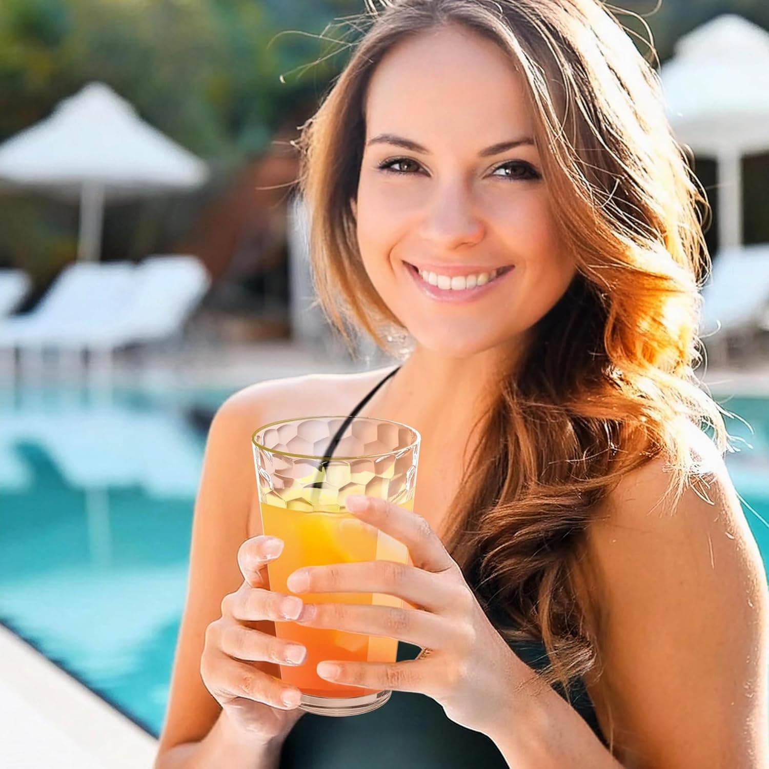 Amazing Abby - Iceberg - 24-Ounce Plastic Tumblers (Set of 8), Plastic Drinking Glasses, All-Clear High-Balls, Reusable Cups, Stackable, BPA-Free, Shatter-Proof, Dishwasher-Safe: Tumblers &amp; Water Glasses thumbnail 2