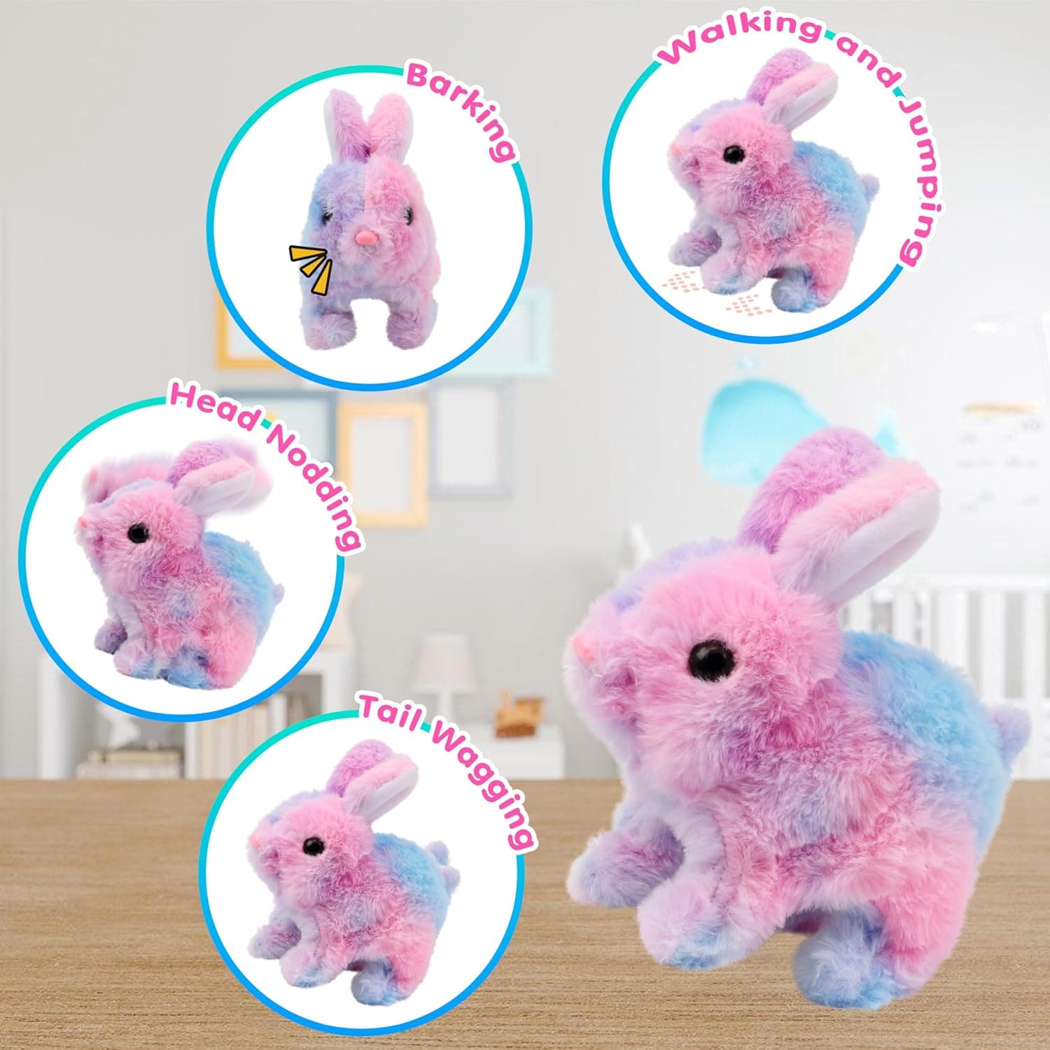 Easfan Easter Rabbit Pink Plush Interactive Toy thumbnail 3