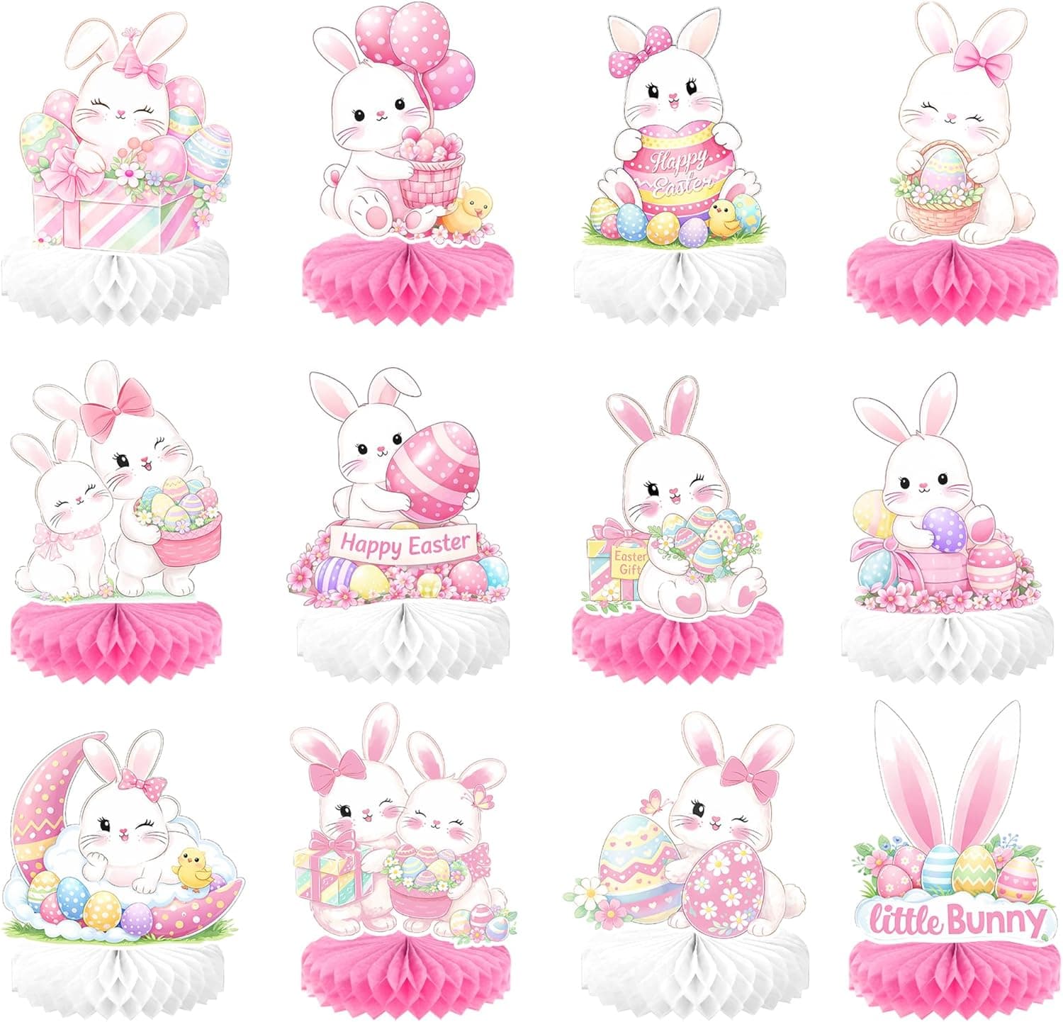 KatchOn, Easter Centerpieces for Tables - Pack of 12 | Bunny Easter Decorations For Home | 3D Honeycomb Easter Table Centerpieces and Decorations : Toys &amp; Games image 1