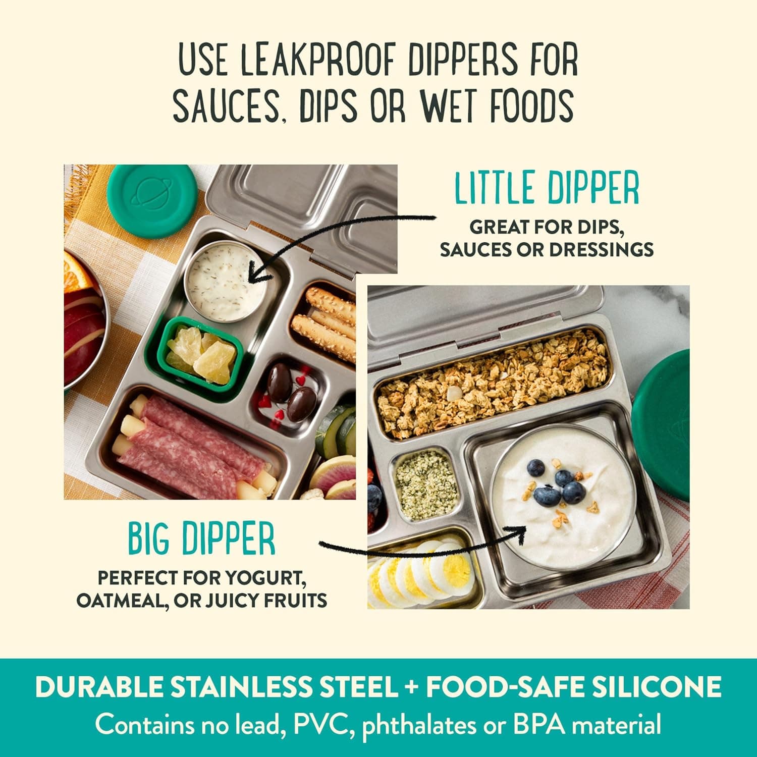 PlanetBox Rover Stainless Steel Bento Box Lunch Kit with Mermaid Lagoon Magnets thumbnail 4