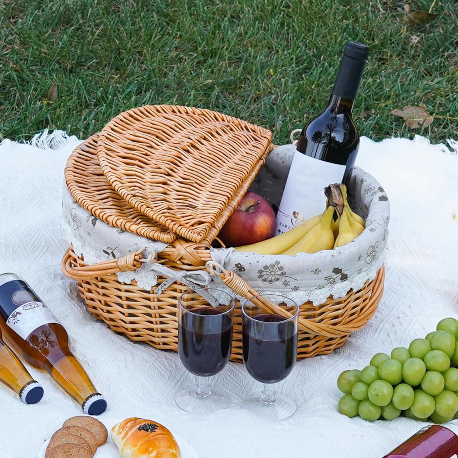 ZORMY 15" Wicker Picnic Basket with Removable Liner thumbnail 5