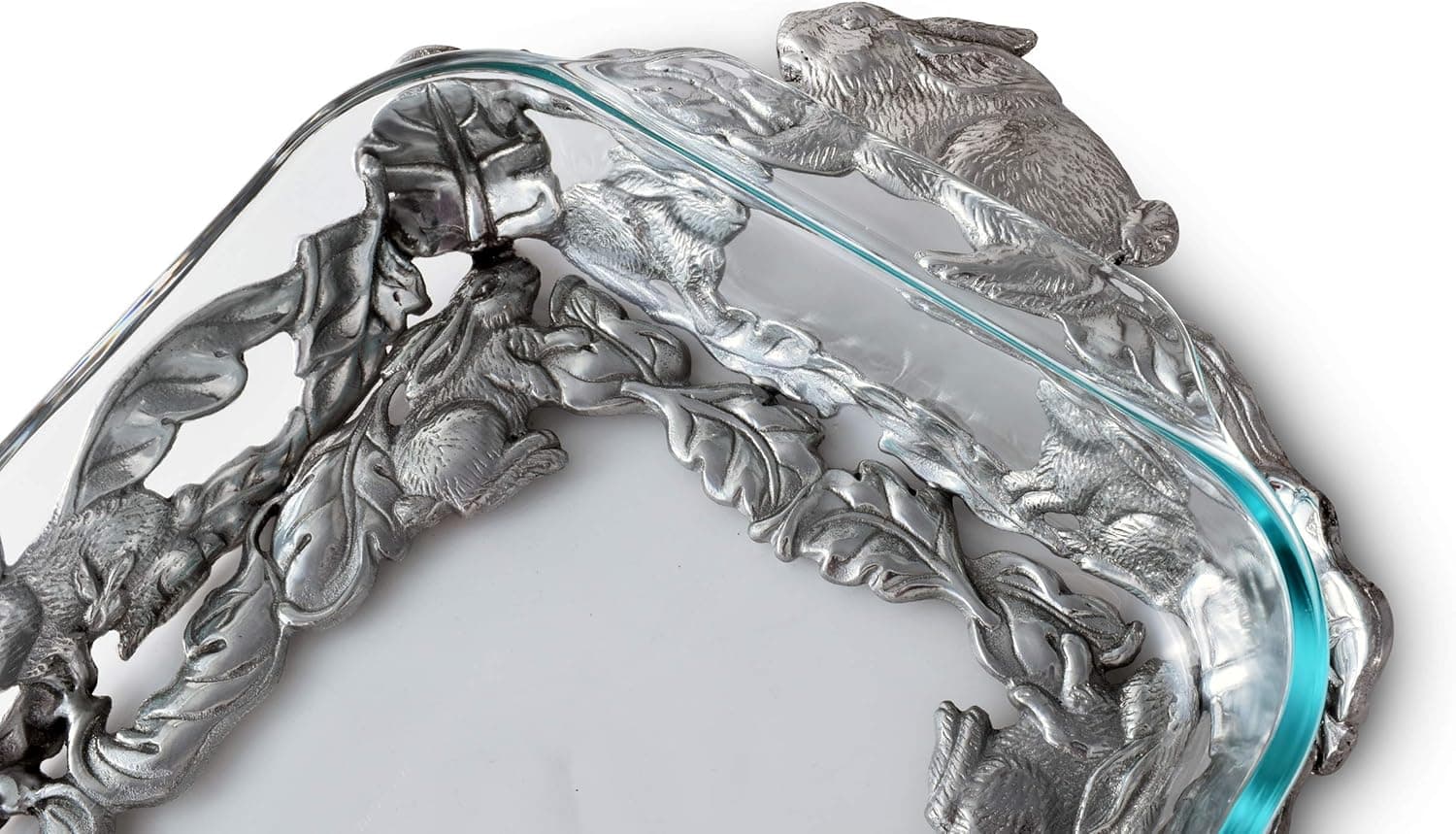 Arthur Court Silver Metal Bunny Pattern Pyrex Casserole Dish Holder Trivet thumbnail 3