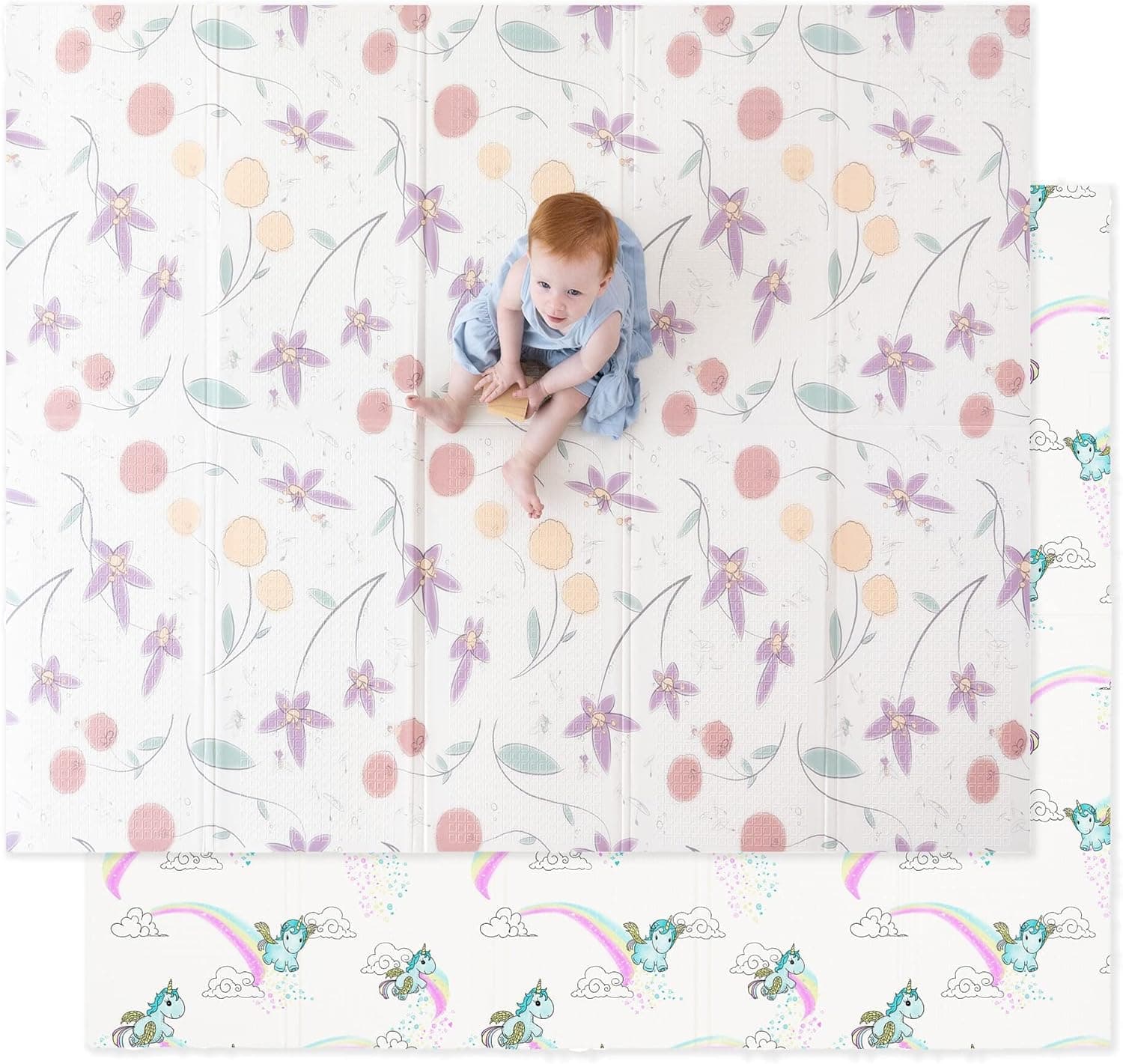 JumpOff Jo Foldable Foam Play Mat – Large Waterproof Baby &amp; Toddler Activity Floor Mat, Double-Sided 70 x 59 Inch Play Surface - Fairy Blossom : Baby — Easter Gifts gift idea