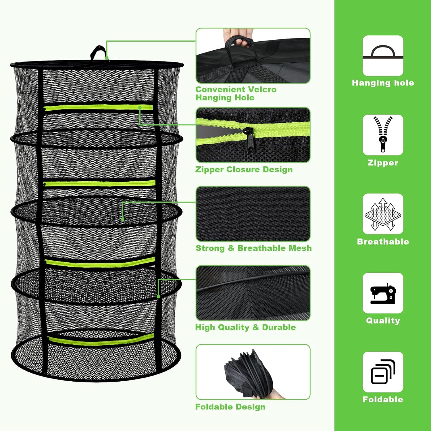 MEKOLIFE Herb Drying Rack - 6 Layer Hanging Mesh with Pruning Shears thumbnail 3