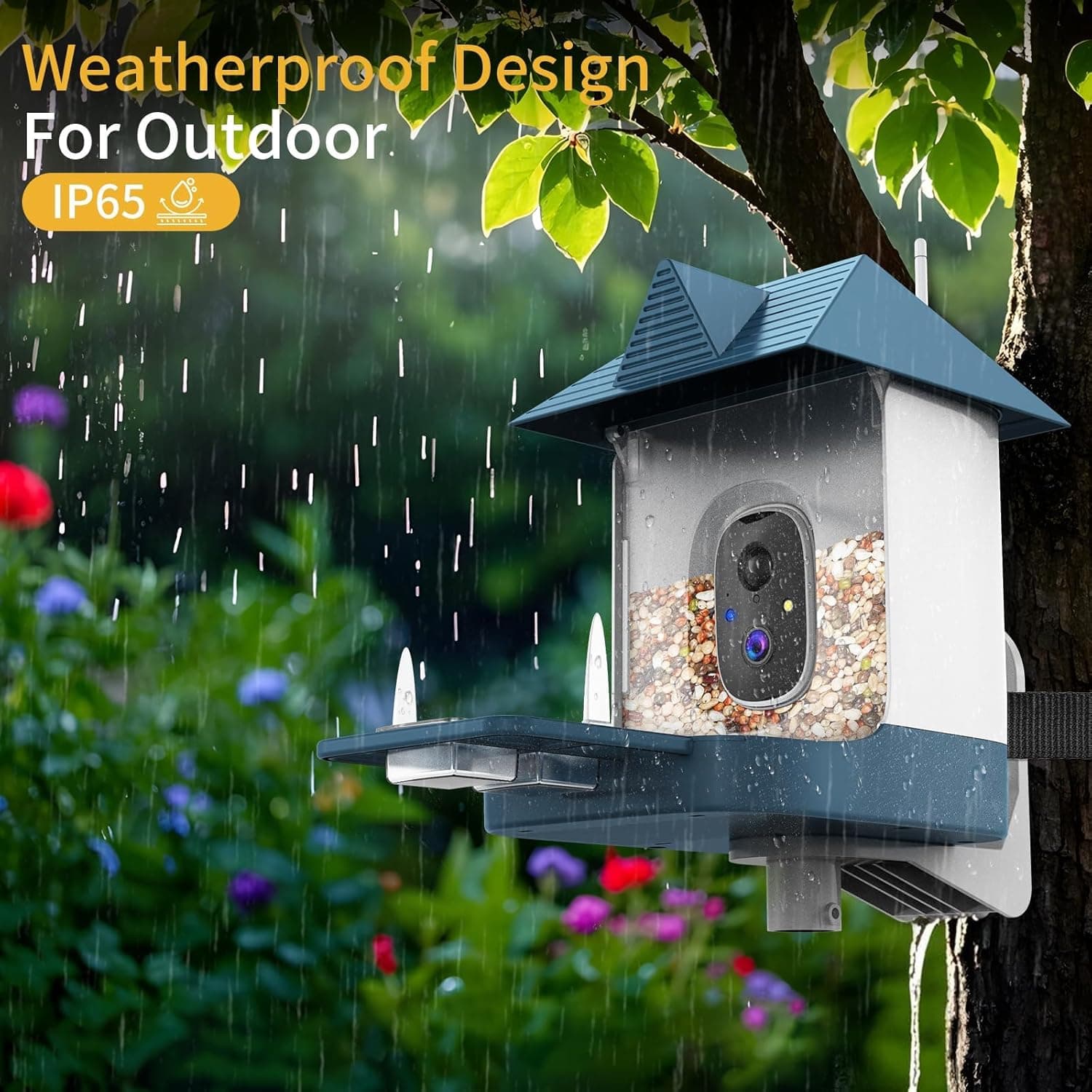 Bird Feeder with Camera,WiFi Outdoor Smart Bird Feeder Camera with Built-in AI Birds Recognition,Solar Powered,Auto Record Video by Cloud Storage,FHD Birds House with Cam,Ideal Gift for Dad and Mom : Patio, Lawn &amp; Garden thumbnail 2