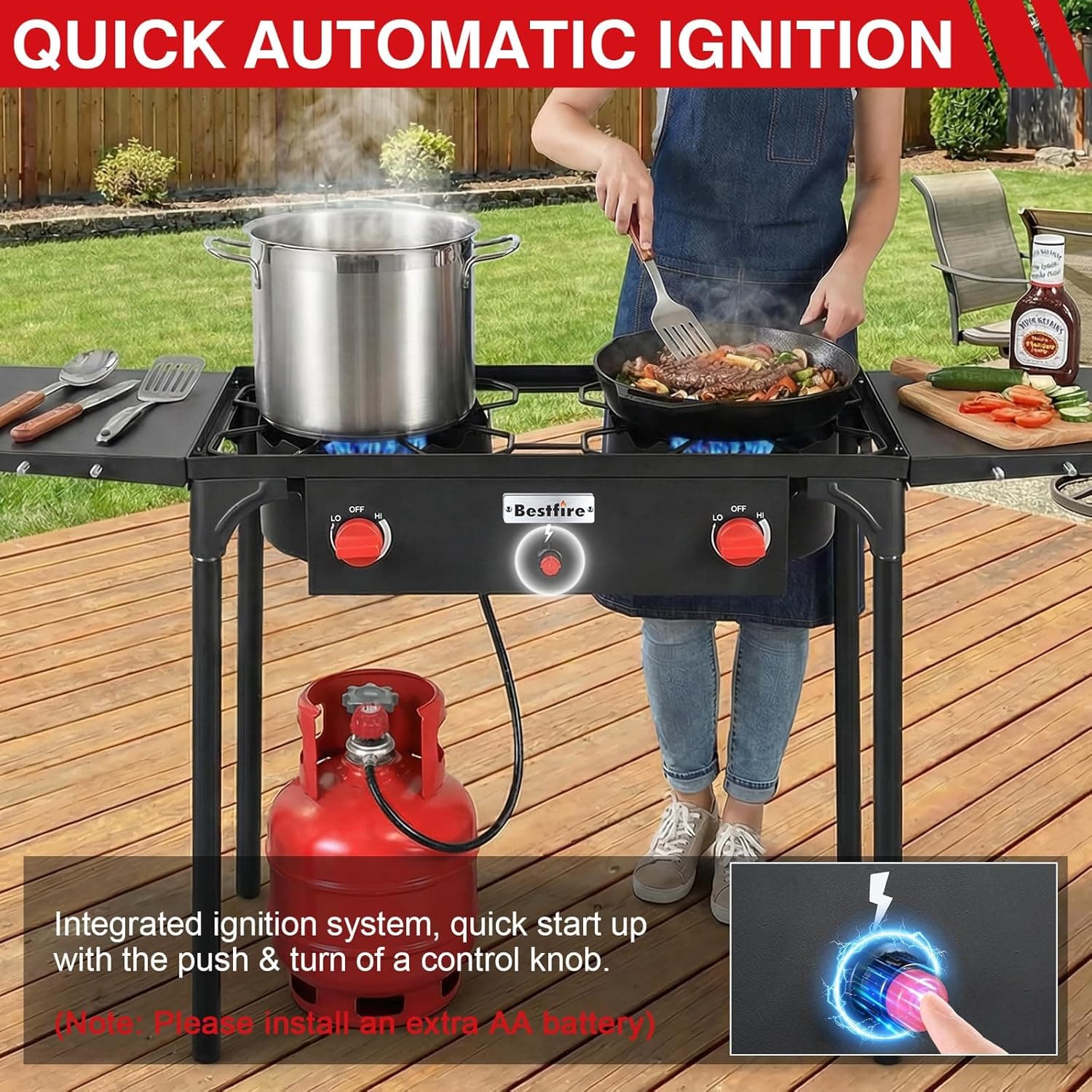 Bestfire 2-Burner Camping Stove with Auto Ignition thumbnail 2