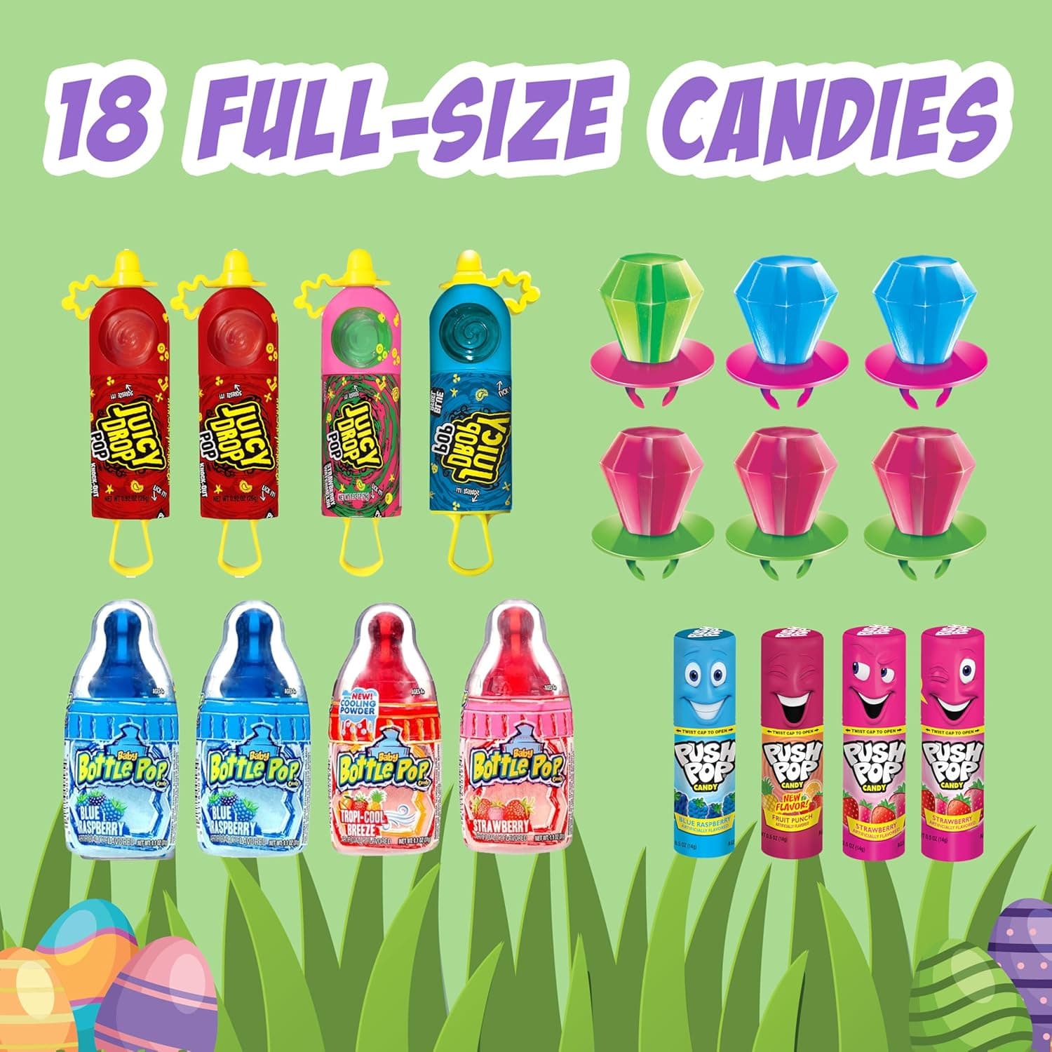 Bazooka Candy Brands Easter Candy Variety Pack, 18Ct Assorted Candy Lollipops, Bulk Individually Wrapped Ring Pop, Push Pop, &amp; More, Birthday Party Favors, Easter Basket Stuffers, Egg Fillers, Gifts : Grocery &amp; Gourmet Food thumbnail 3