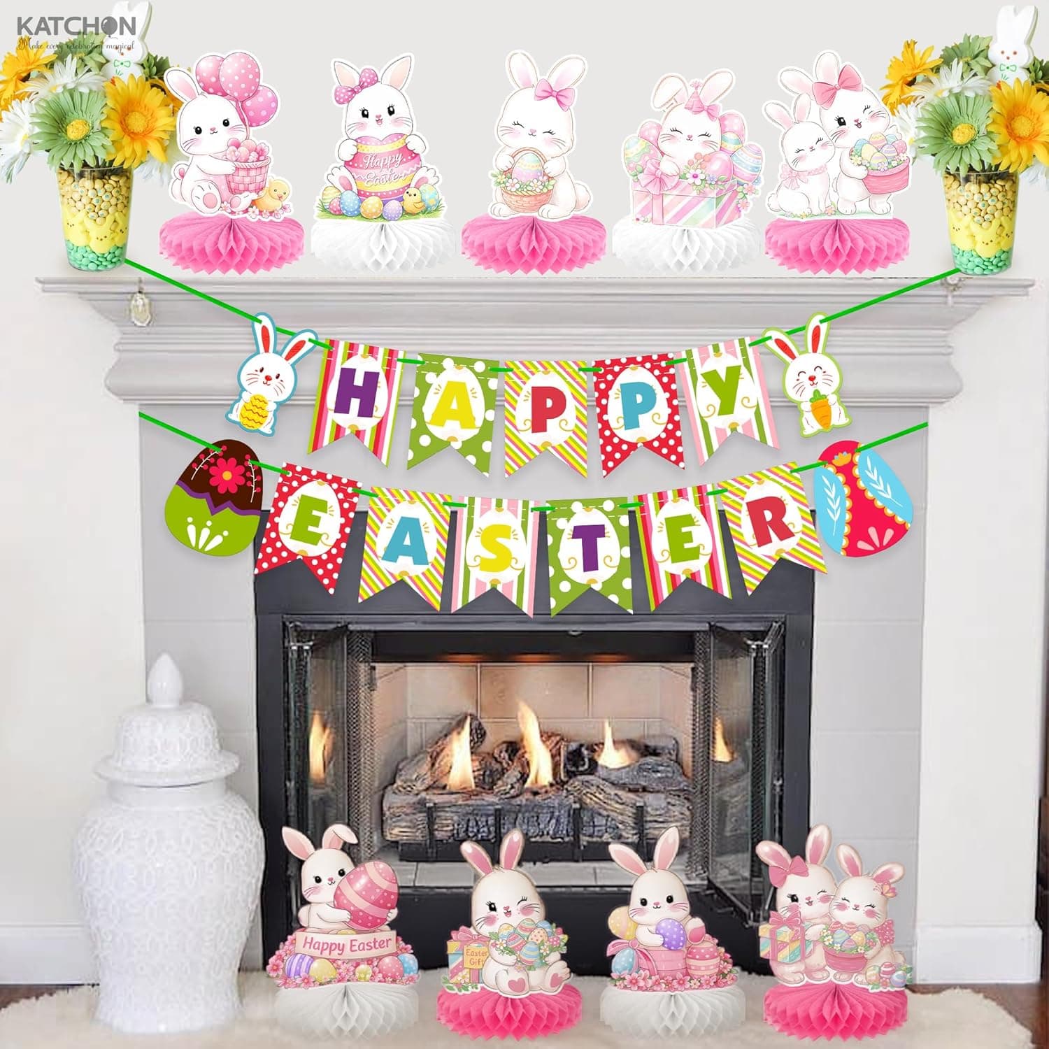 KatchOn, Easter Centerpieces for Tables - Pack of 12 | Bunny Easter Decorations For Home | 3D Honeycomb Easter Table Centerpieces and Decorations : Toys &amp; Games thumbnail 5