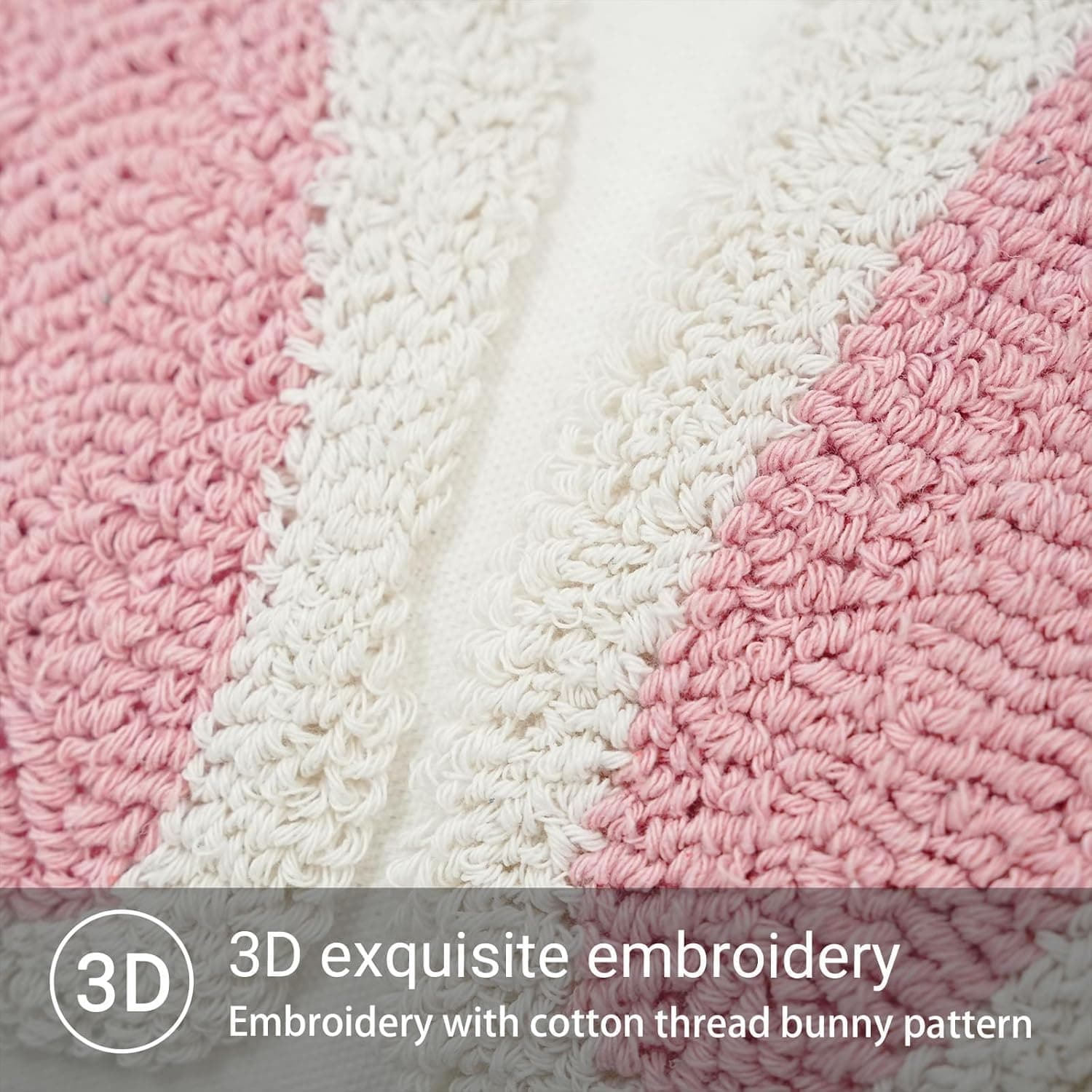 GEEORY 3D Embroidered Easter Bunny Pillow Cover 18x18 Inch, Spring &amp; Easter Decorations Farmhouse Home Decor Throw Pillow Case for Sofa &amp; Bed GX015-1-18 : Home &amp; Kitchen thumbnail 2