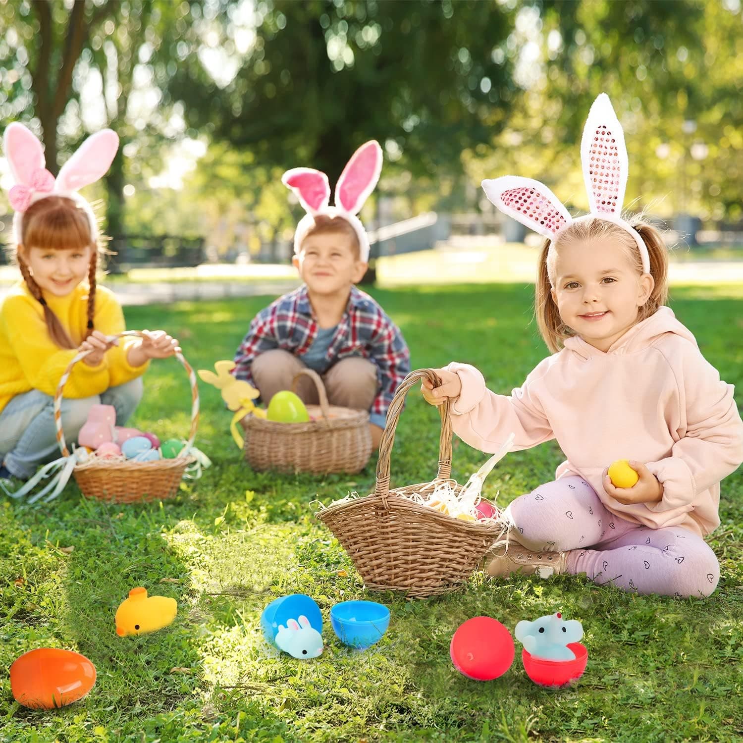 50 PCs Filled Easter Eggs with Mochi Squishy Toys, Squeeze Kawaii Animals Stress Relief Toys, Party Favors Classroom Prize Gift for Boys and Girls : Toys &amp; Games thumbnail 5