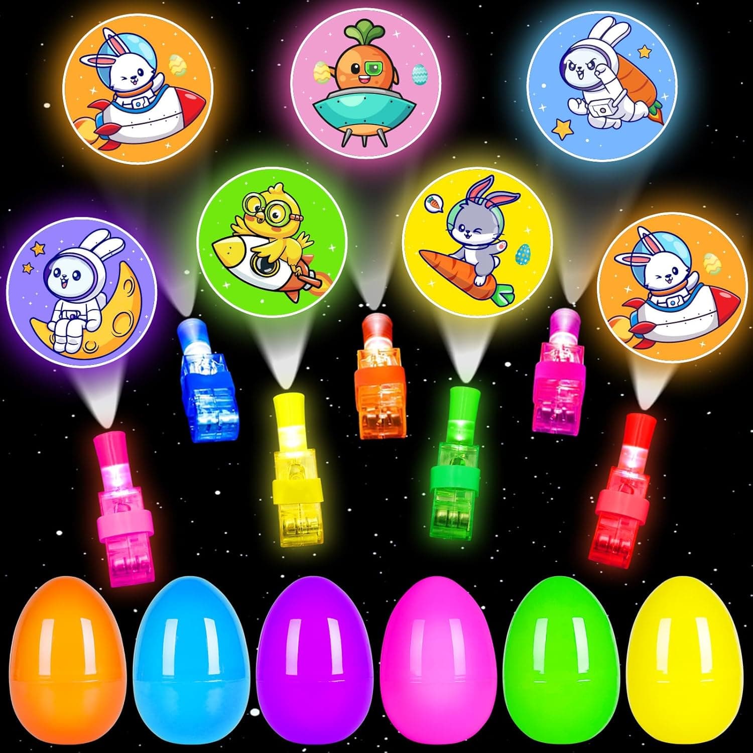 24 Pack LED Light Up Finger Lights Easter Party Favors image 1