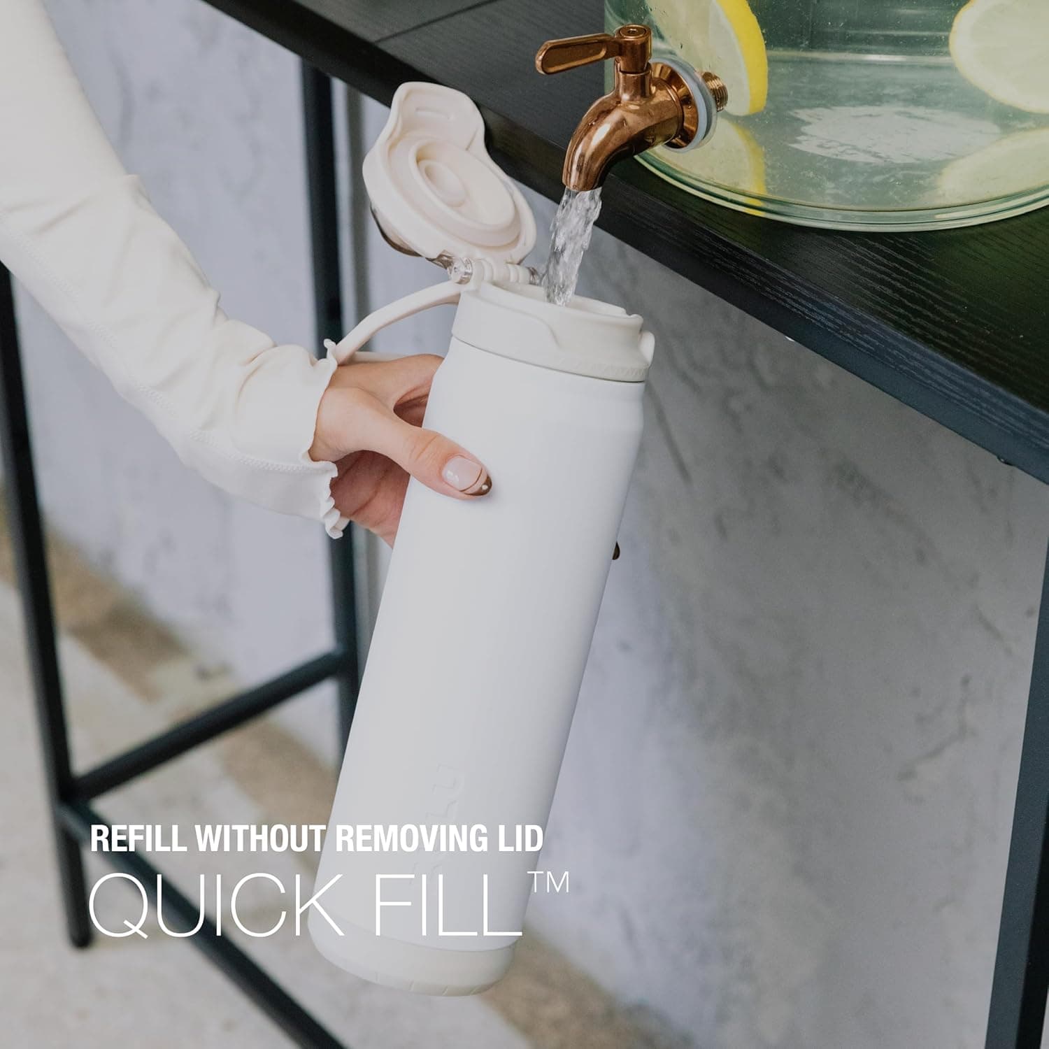 ZULU Powerfill Pro 32oz Stainless Steel Water Bottle with Quick Fill Lid, Triple Walled Vacuum Insulated Metal, Leak Proof Locking Lid, Sip and Chug, Reusable BPA Free, White : Sports &amp; Outdoors thumbnail 3