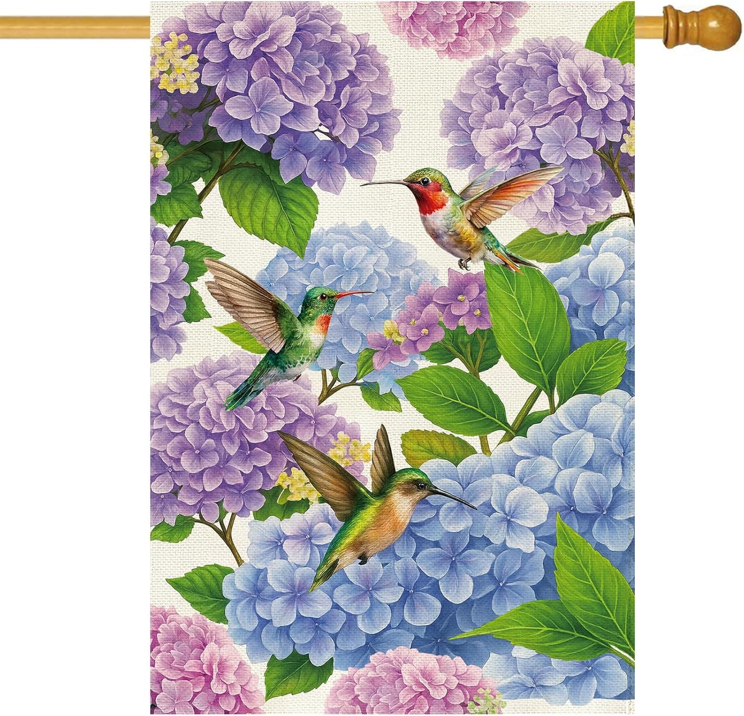 Spring Summer Hydrangea House Flag - 28 x 40 Inch Double Sided image 1