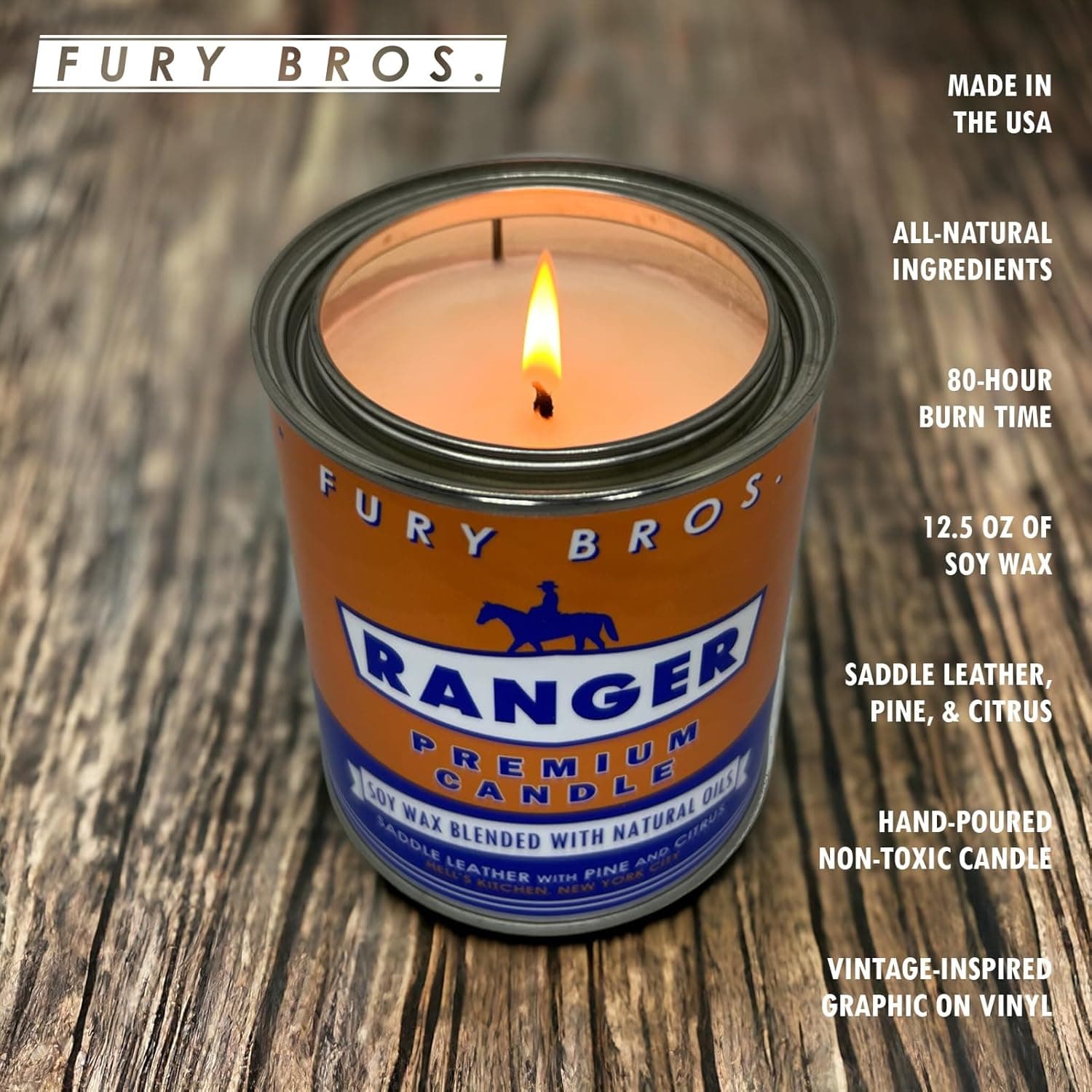 Fury Bros. Ranger Scented Candle - Saddle Leather Pine Citrus thumbnail 2