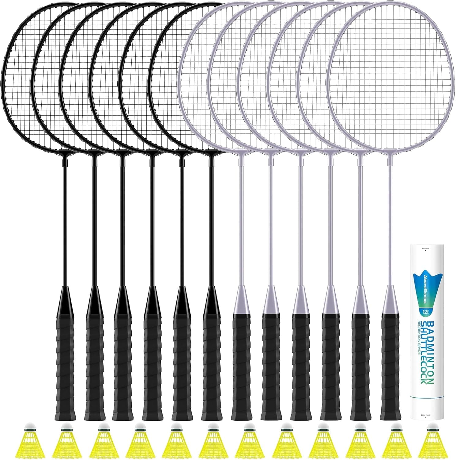 AboveGenius Badminton Rackets Set - 12 Rackets & 12 Birdies — Spring Gift Ideas gift idea