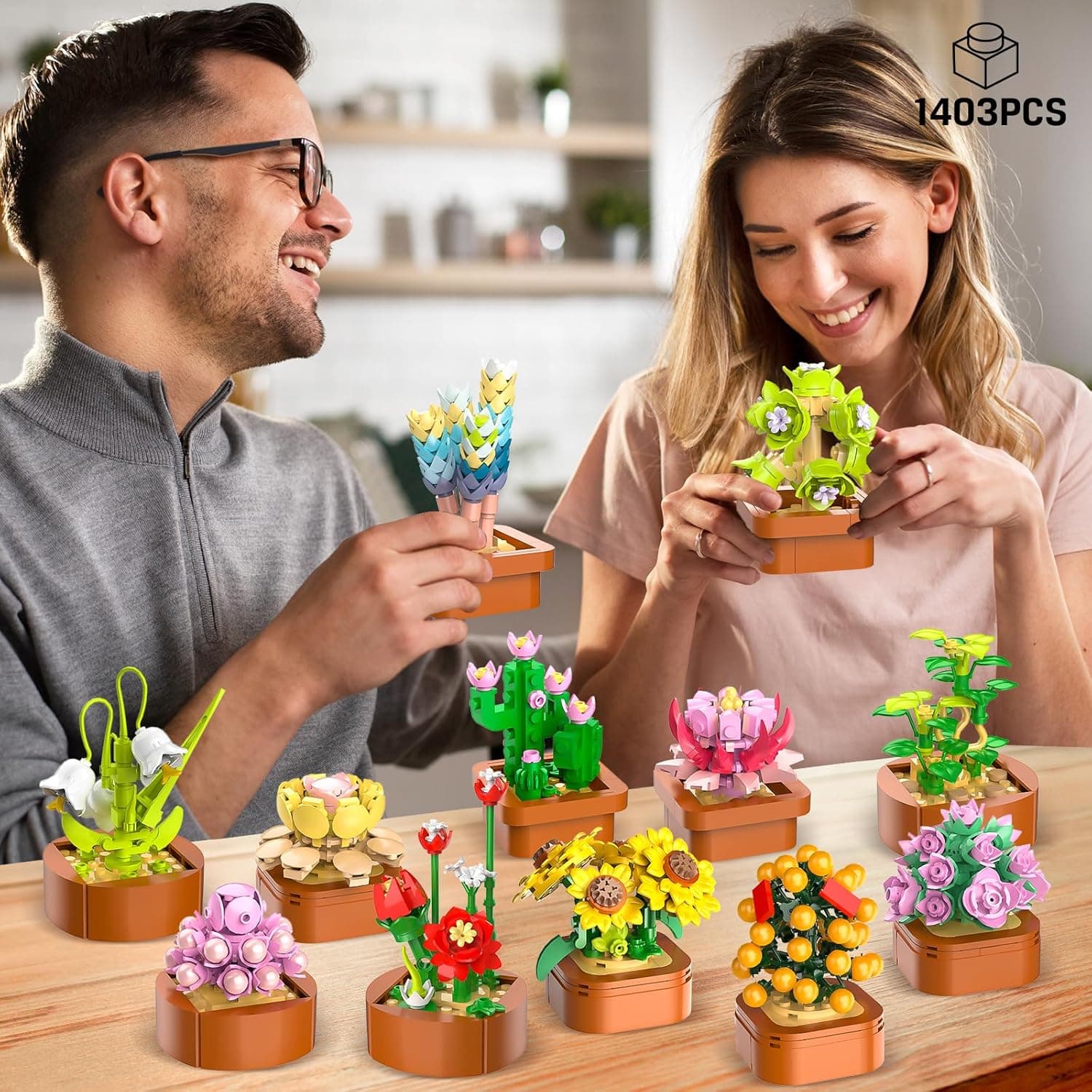 CUBIMANA 12 Pack Flowers Succulents Mini Building Set thumbnail 2