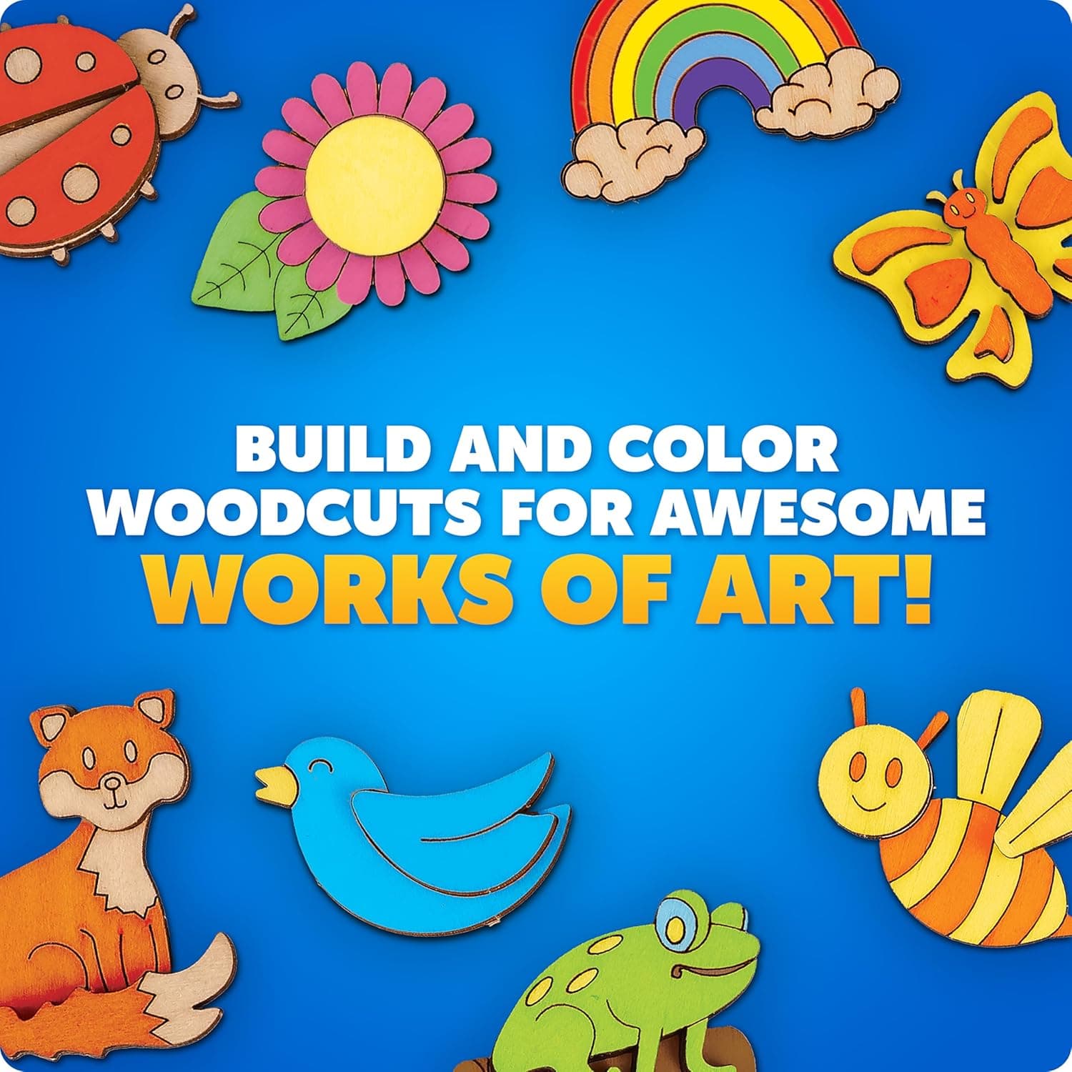 Blue Marble Wooden Magnet Craft Kit - Create &amp; Paint 15 Nature-Themed Designs with 8 Watercolor Pens, Art Kit, DIY Magnets Project for Kids, Painting Activity, Easter Basket Stuffers : Toys &amp; Games thumbnail 3