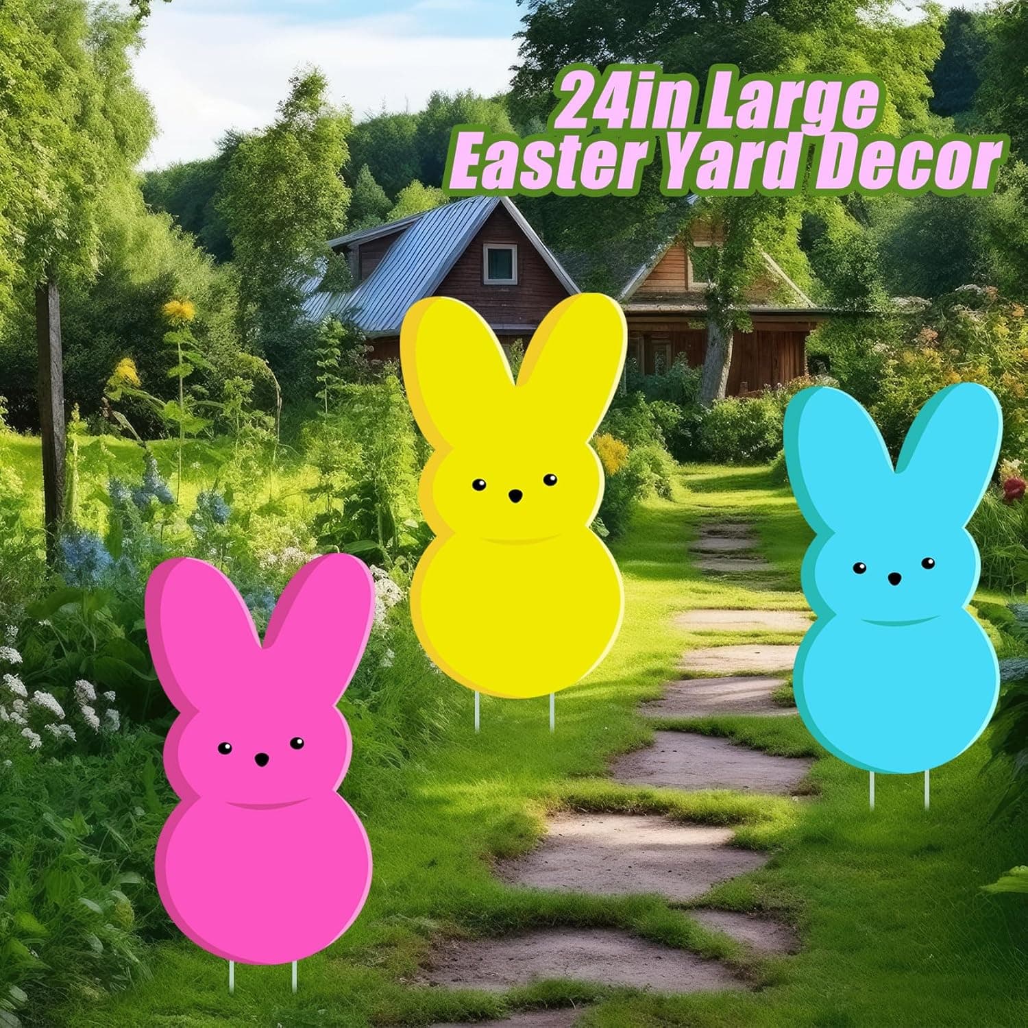 24in Bunny Yard Sign Stakes - Outdoor Lawn Decorations for Easter Party Supplies : Patio, Lawn &amp; Garden thumbnail 2
