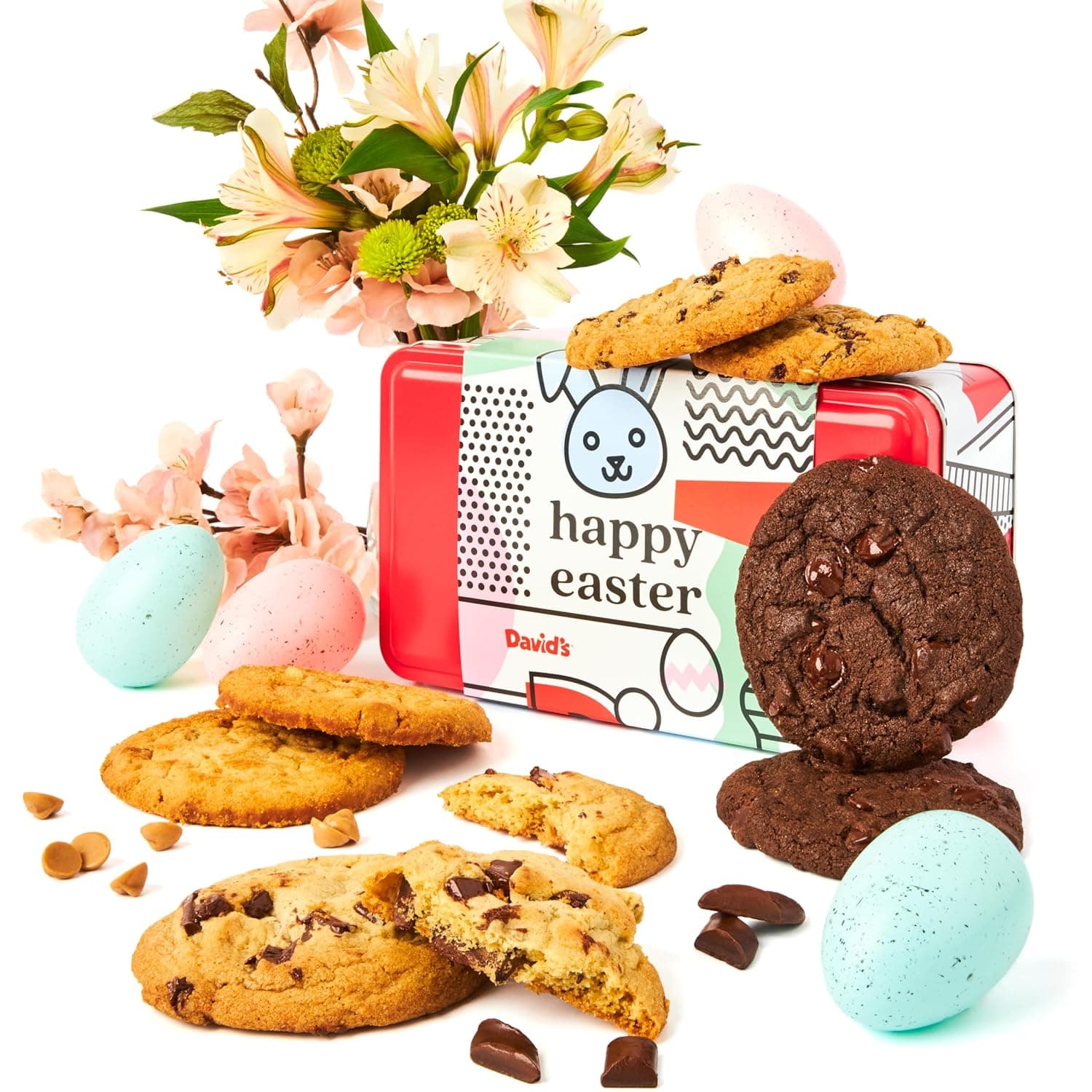 David's Fresh Baked Assorted Cookies Sweet Sampler in Happy Easter Tin - 8 Count — Easter Gifts gift idea