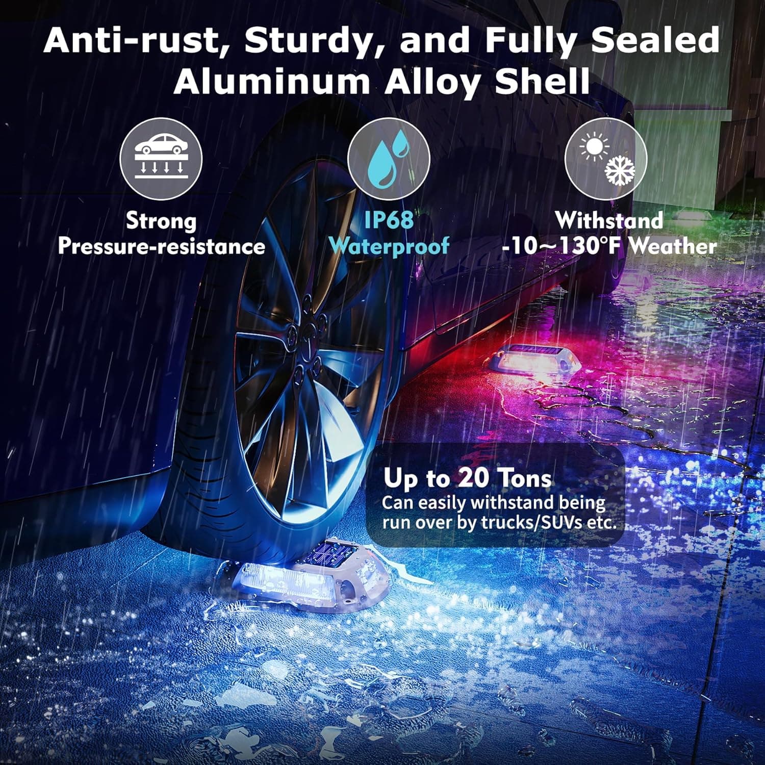 4-Pack Solar Driveway Lights with Multi-Color LED thumbnail 3