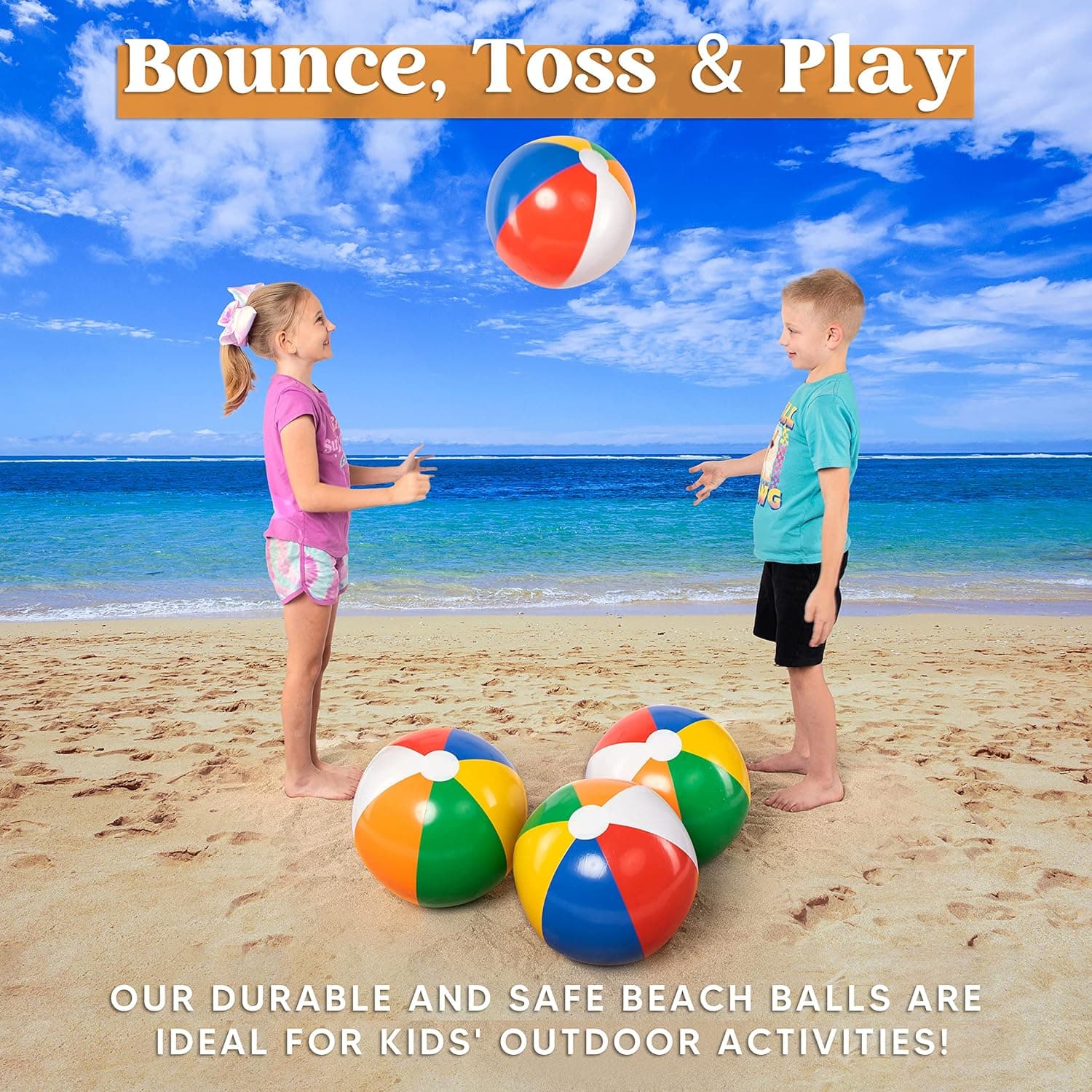 JOYIN 4-Pack 20" Rainbow Beach Balls thumbnail 3