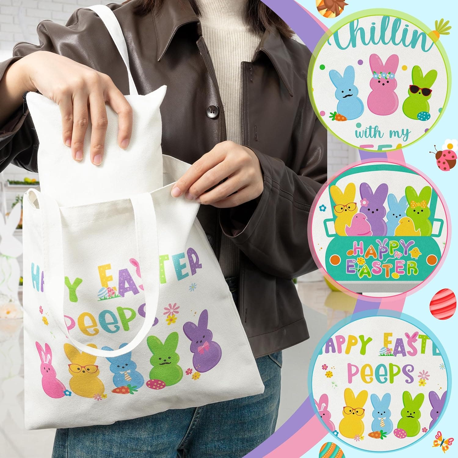 Large Easter Canvas Bags - Set of 3 thumbnail 2