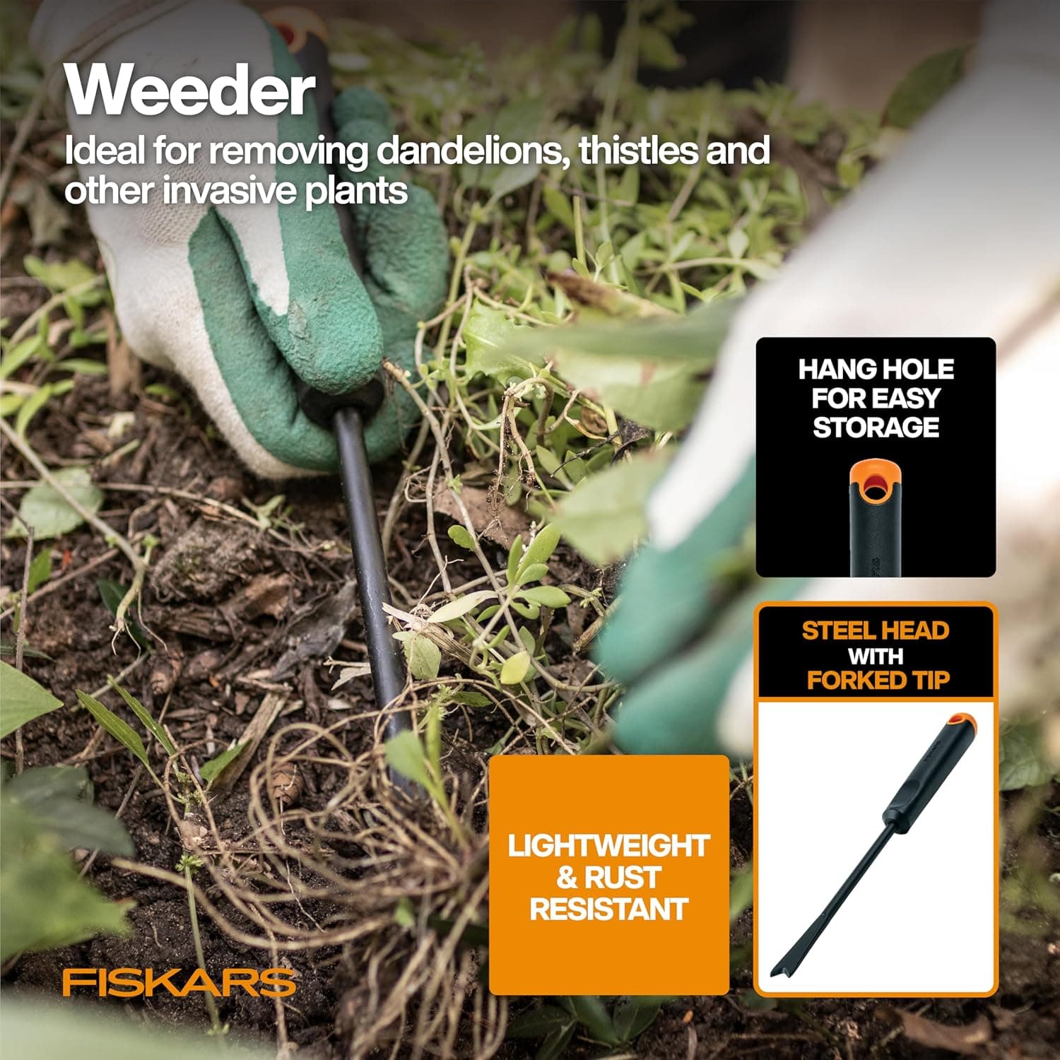 Fiskars Vegetable Gardening Essentials 6-Piece Tool Set for Cultivating, Serrated Stainless Steel Shears &amp; 4-in-1 Seed Sower for Planting, Rust-Resistant Steel Trowel, Cultivator, Weeder, L/XL Gloves : Patio, Lawn &amp; Garden thumbnail 4