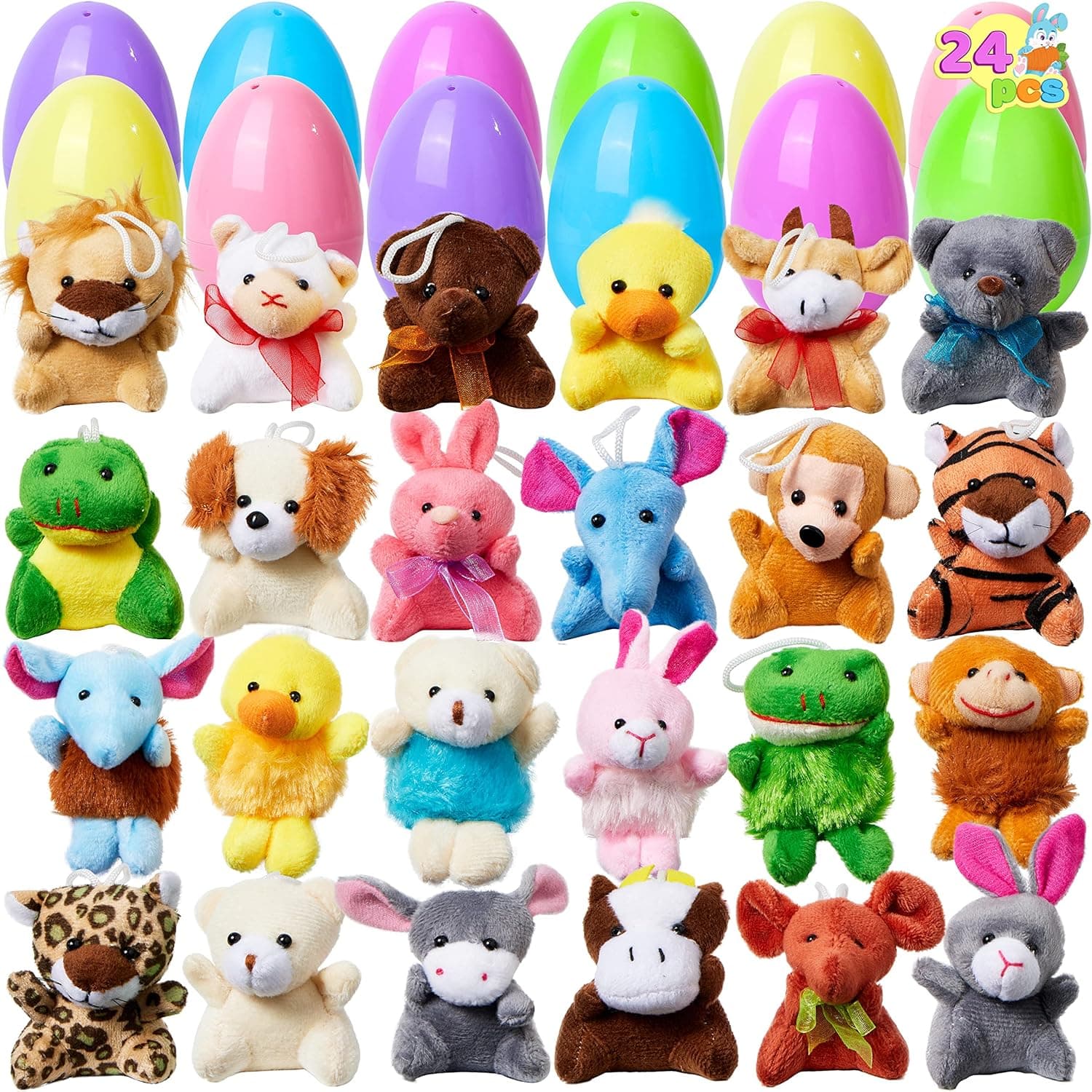 JOYIN 24 Pack Prefilled Easter Eggs with Mini Stuffed Animal Plush Toys — Easter Gifts gift idea