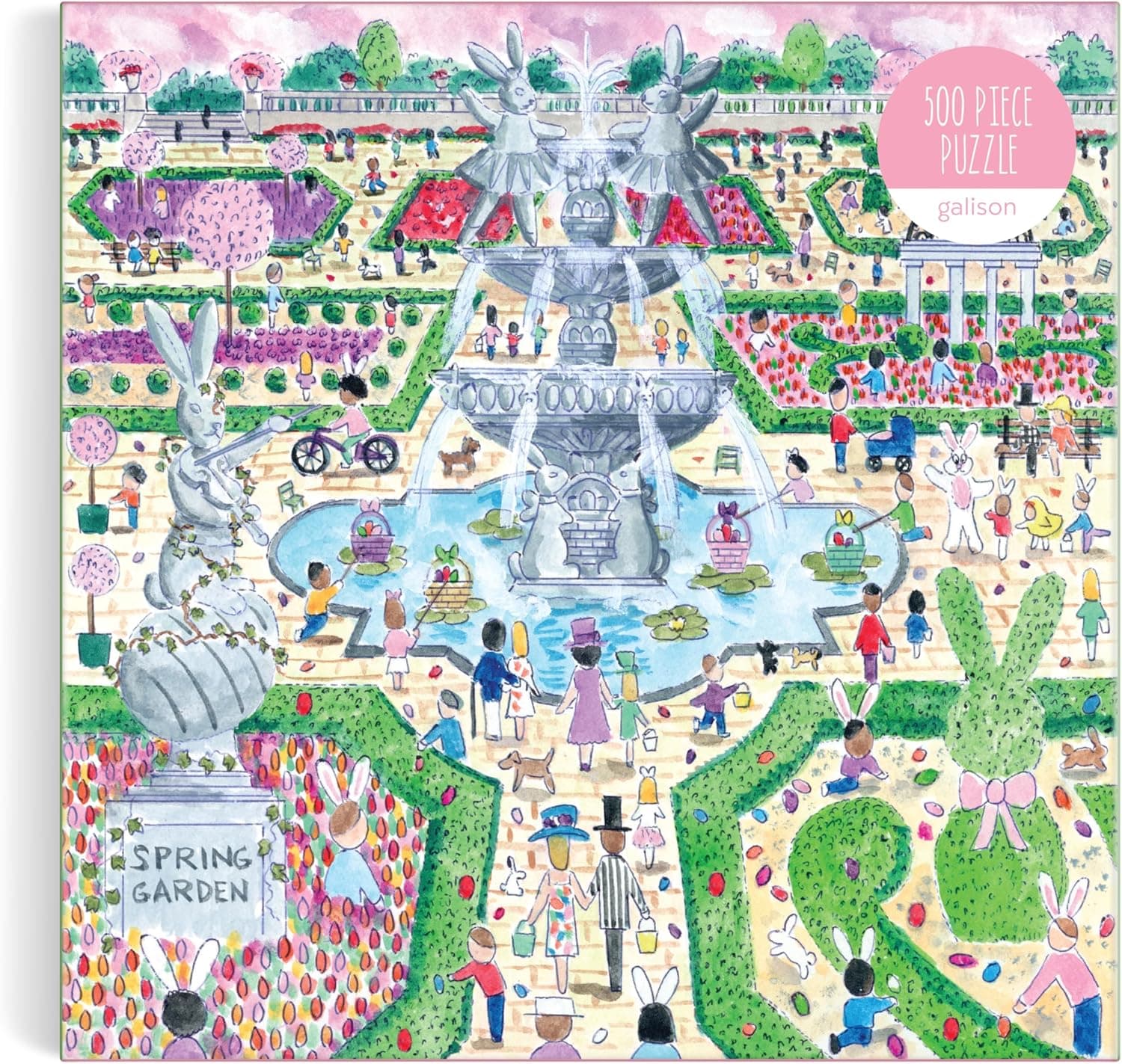 Galison Spring Egg Hunt 500 Piece Jigsaw Puzzle by Michael Storrings thumbnail 2