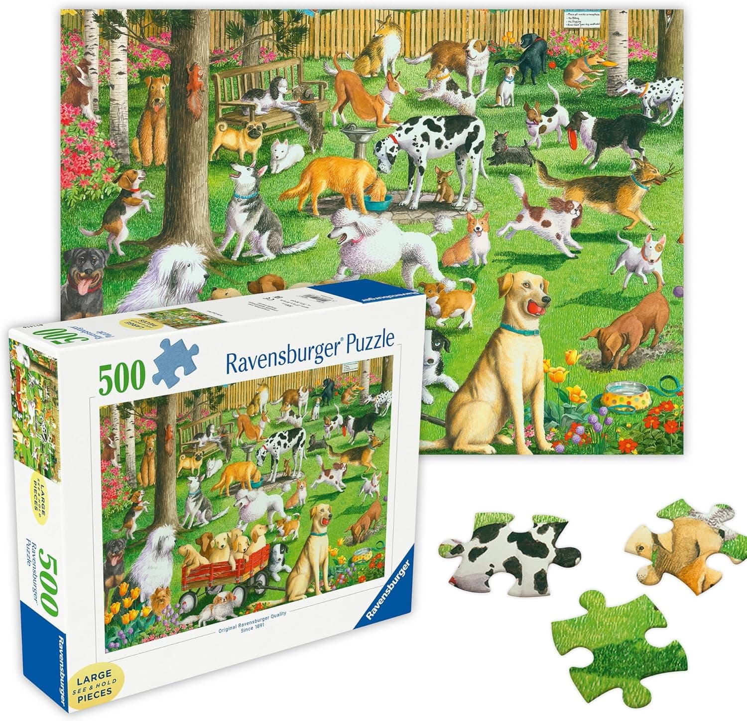 Ravensburger - at The Dog Park - 500 Piece Large Format Jigsaw Puzzle - Dogs of Every Breed Romp, Dig, Chase &amp; Play - Premium Quality - Gift for Family Game Night - Puzzles for Adults : Toys &amp; Games — Easter Gifts gift idea