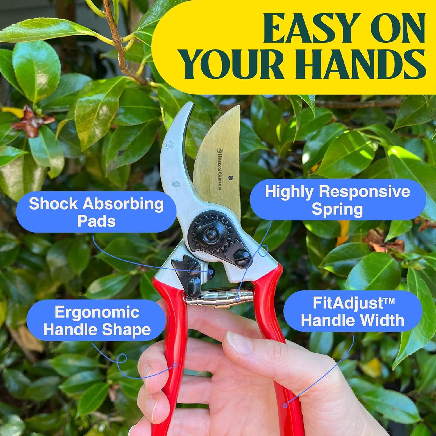 Haus &amp; Garten ClassicPRO 8.5" Professional Premium Titanium Bypass Pruning Shears - Use As Pruners, Garden Shears, Heavy Duty Handheld Pruning Shears For Gardening, Clippers, Pruner Scissor Tool : Patio, Lawn &amp; Garden thumbnail 4