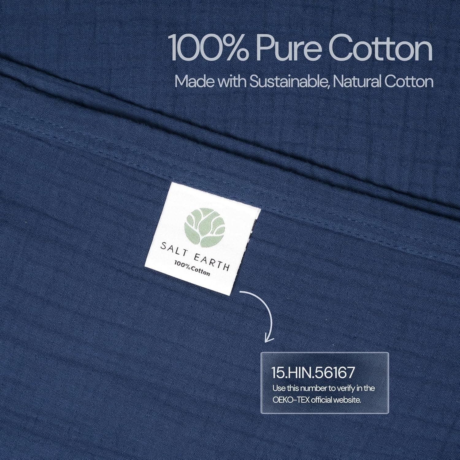 Salt Earth 100% Cotton Muslin Blanket - Queen Size (80"x90") thumbnail 4