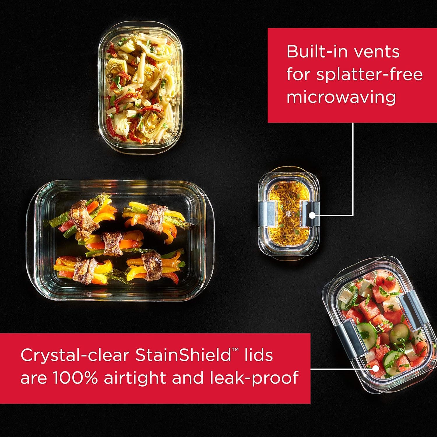 Rubbermaid Brilliance Glass Food Storage Set of 4 Containers thumbnail 2