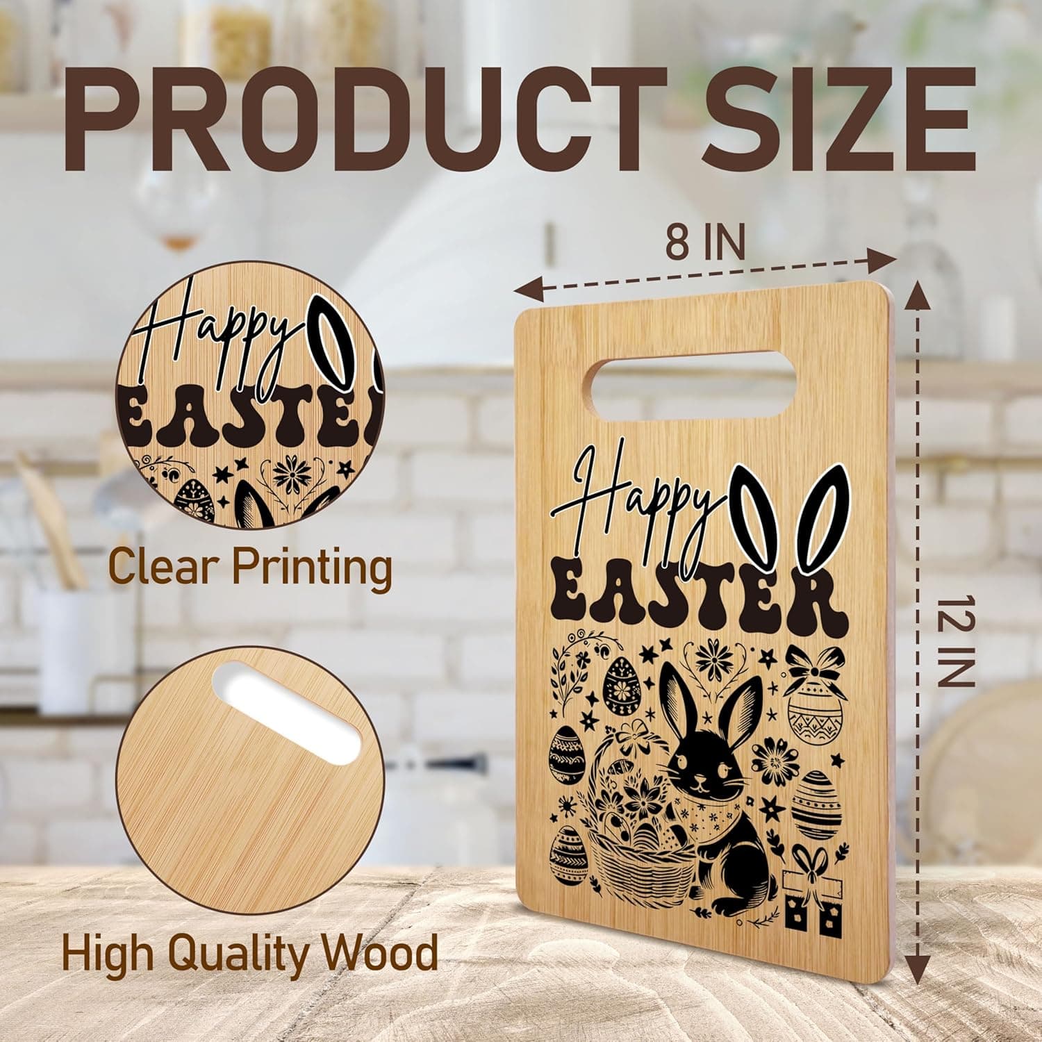 Easter Bamboo Cutting Board Gifts, Easter Gifts for Women Man, Happy Easter Charcuterie Board, Easter Egg Bunny Housewarming Gifts, Holiday Home Kitchen Decorations Favor -44 : Home &amp; Kitchen thumbnail 2