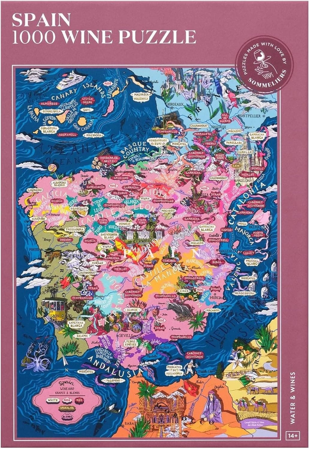 Spain Wine Puzzle - Hand-Drawn Jigsaw 1000 Piece Puzzle for Adults - Spanish Wines &amp; Geography : Toys &amp; Games image 1