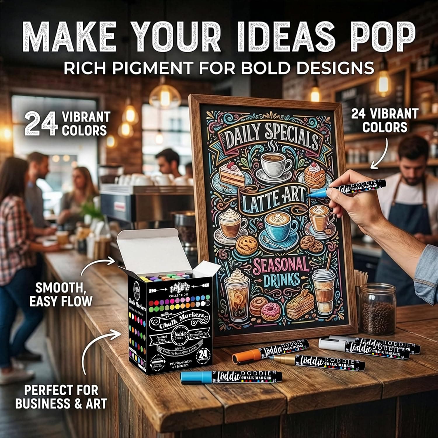 Loddie Doddie Chalk Markers - Pack of 24 with 6mm Reversible Tips thumbnail 5