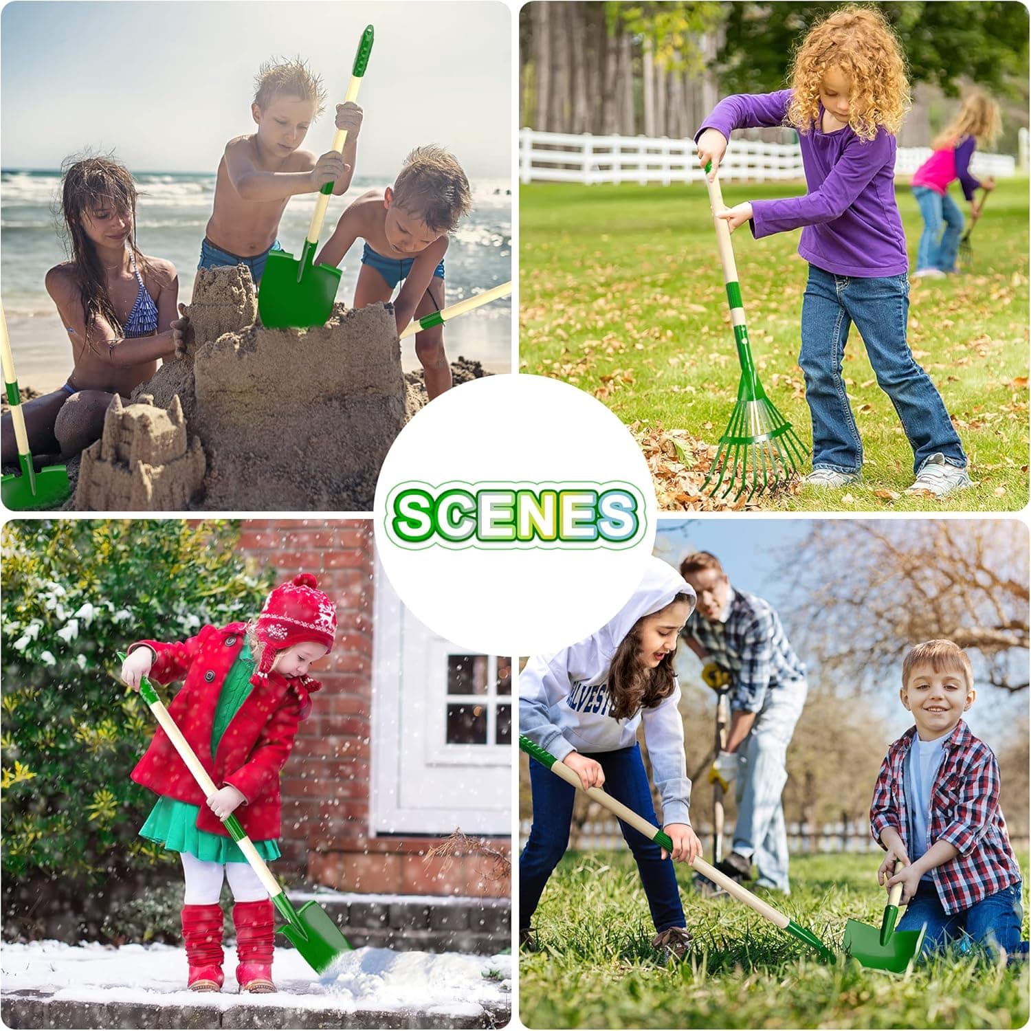 Duckura Kids Gardening Tools Set - 7pcs Wheelbarrow Set for Kids with Shovel, Rake, Leaf Rake, Summer Outdoor Yard Digging Weed Birthday Gifts Toys, Easter for Boys Girls Age 2 3+ Years(Green) : Toys &amp; Games thumbnail 4