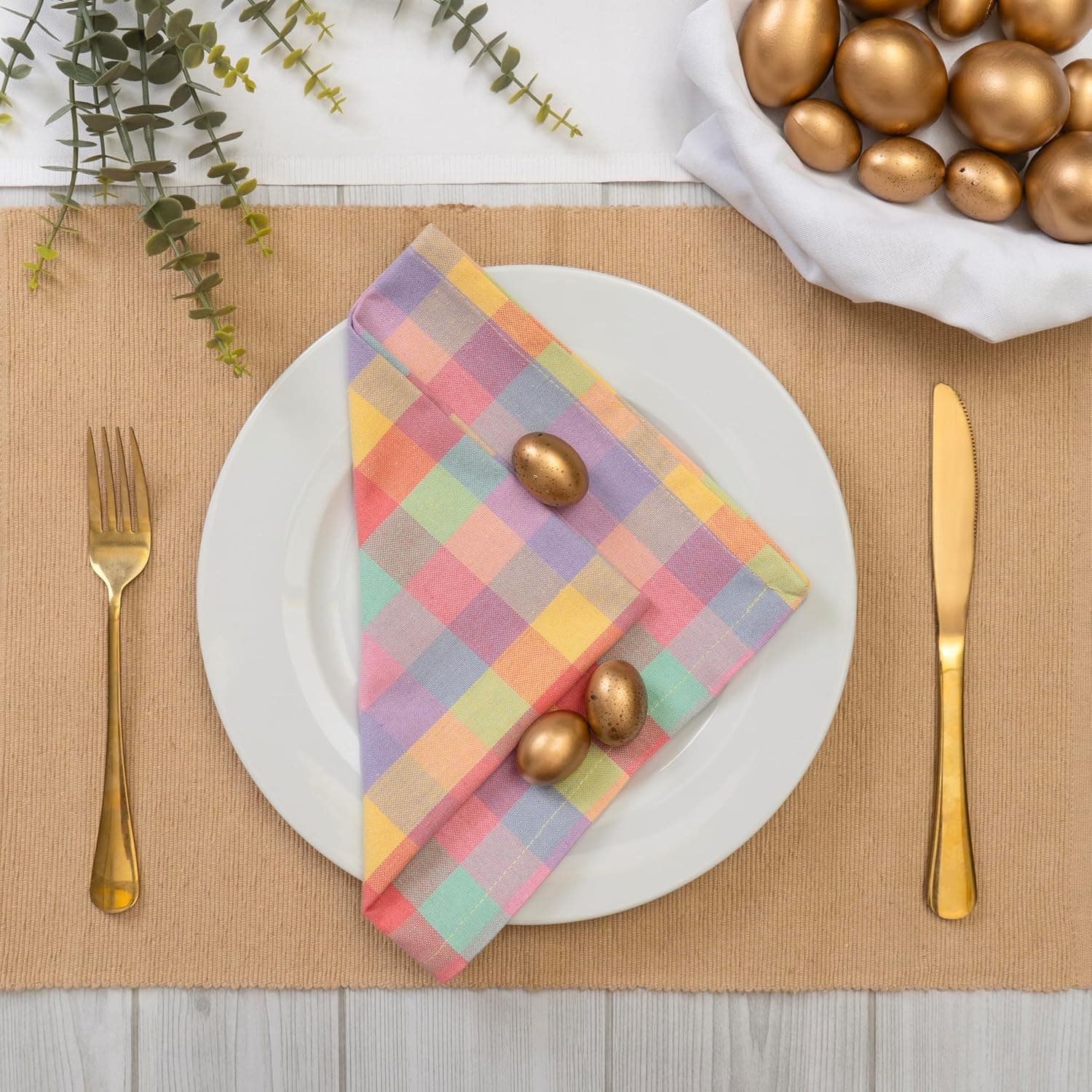 Blue Needles Gingham Buffalo Plaid Cloth Napkins Set of 12 thumbnail 2