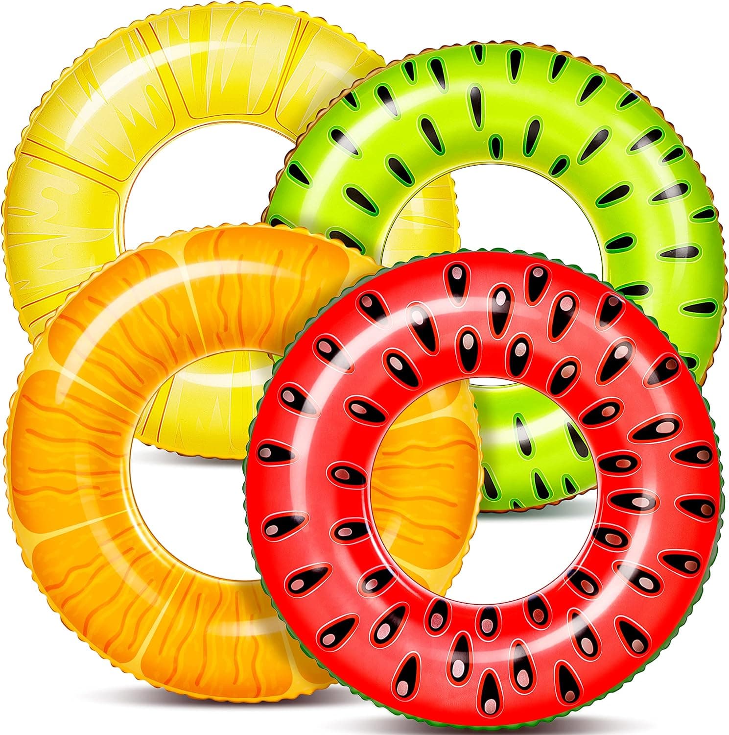 Sloosh 4 Pack Inflatable Pool Floats Fruit Tube Rings, Fruit Swim Tubes, Pool Floaties Toys, Beach Swimming Party Toys for Kids and Adults (Fruit) : Toys &amp; Games image 1