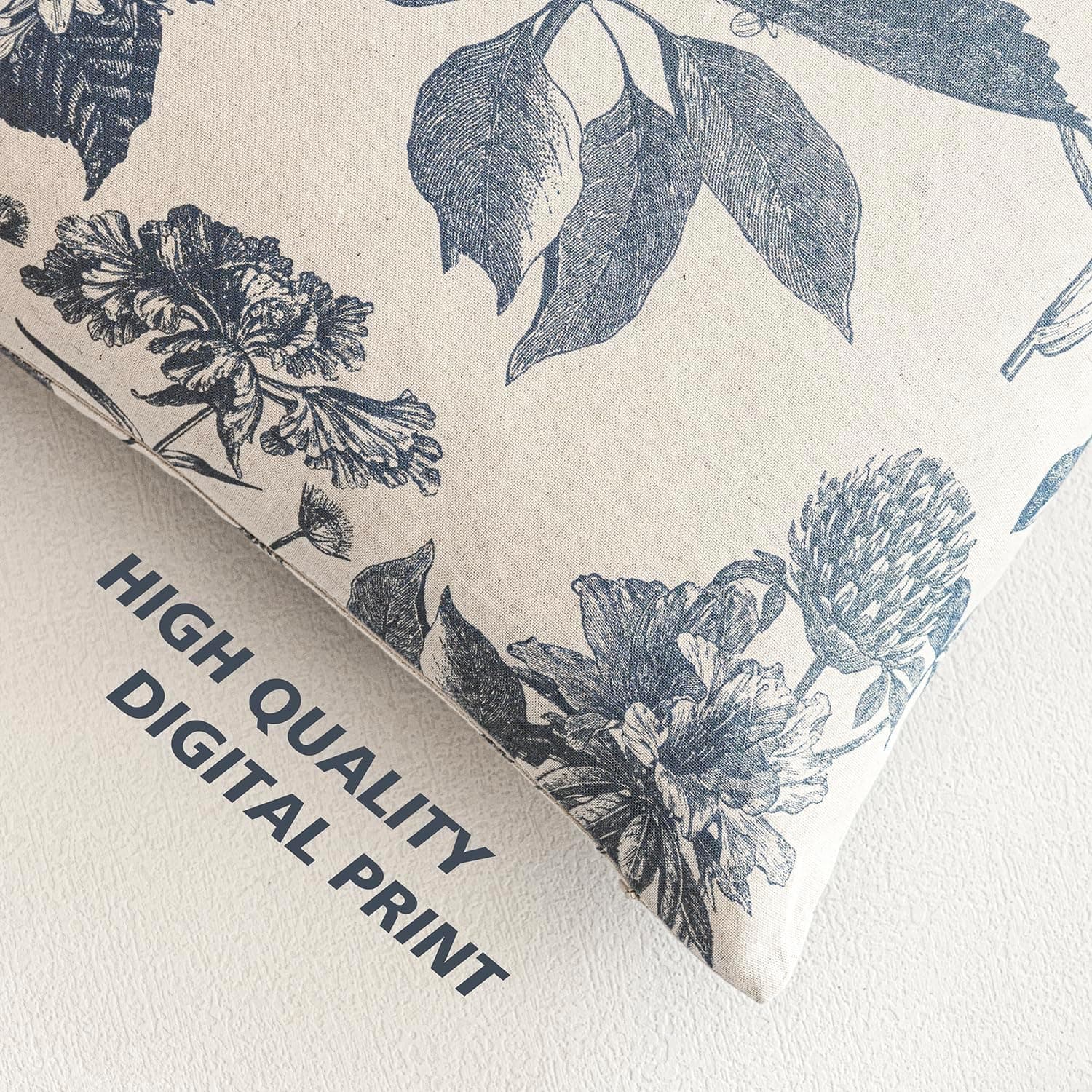 Set of 2 Linen Floral Vintage Throw Pillow Covers - 22x22 Inch thumbnail 3