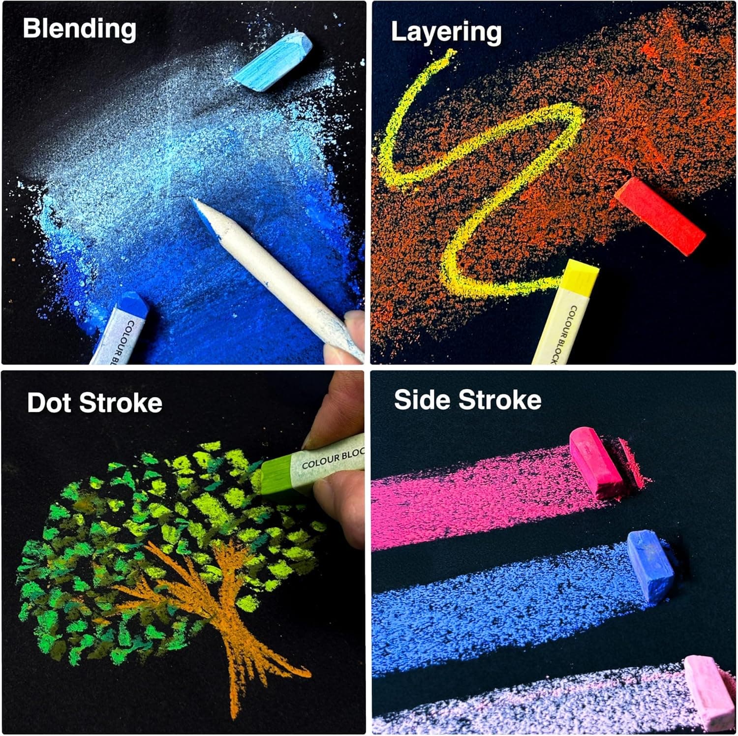 COLOUR BLOCK Soft Pastels for Artists - 100 Colors Square Chalk Pastels Set in Wooden Box - Vibrant Pigments Art Kit for Painting, Drawing, Sketching, Hobbyists. : Arts, Crafts &amp; Sewing thumbnail 5