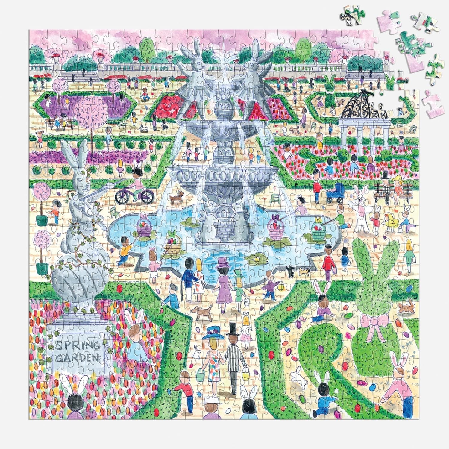 Galison Spring Egg Hunt 500 Piece Jigsaw Puzzle by Michael Storrings thumbnail 4