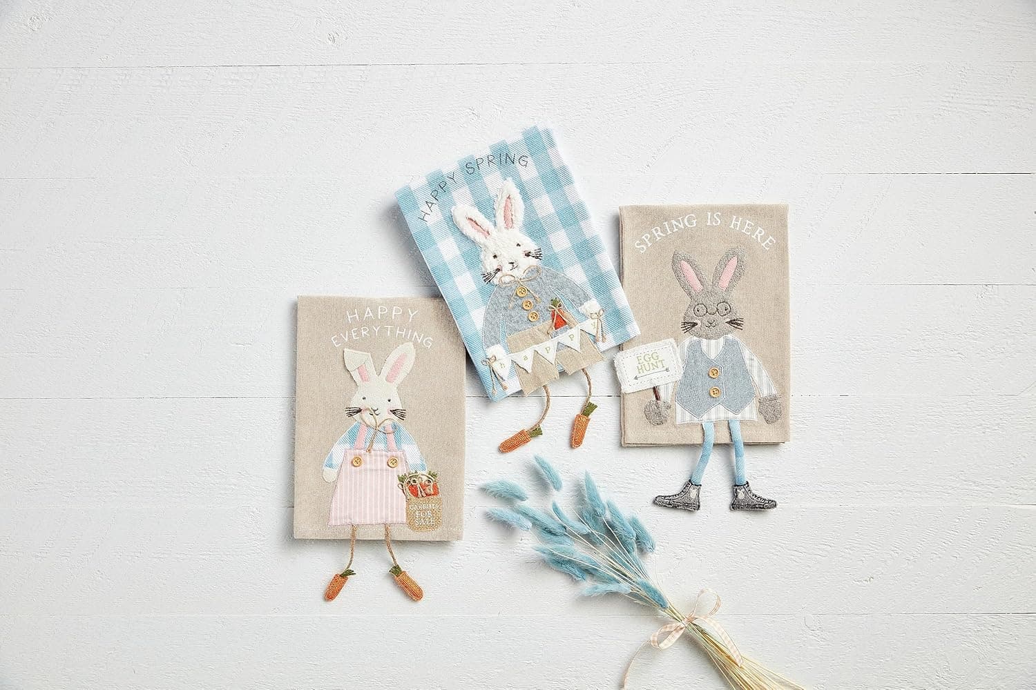 Mud Pie Easter Dangle Towels, Happy Everything; 14" x 21" : Home &amp; Kitchen thumbnail 3