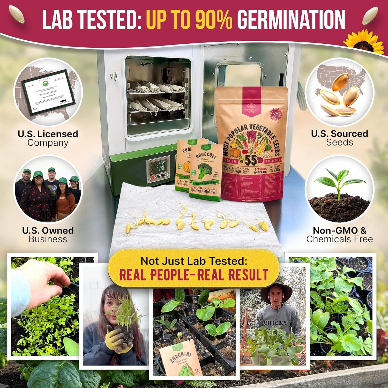 55 Vegetable Seeds Variety Pack - Non-GMO Heirloom Seeds thumbnail 2